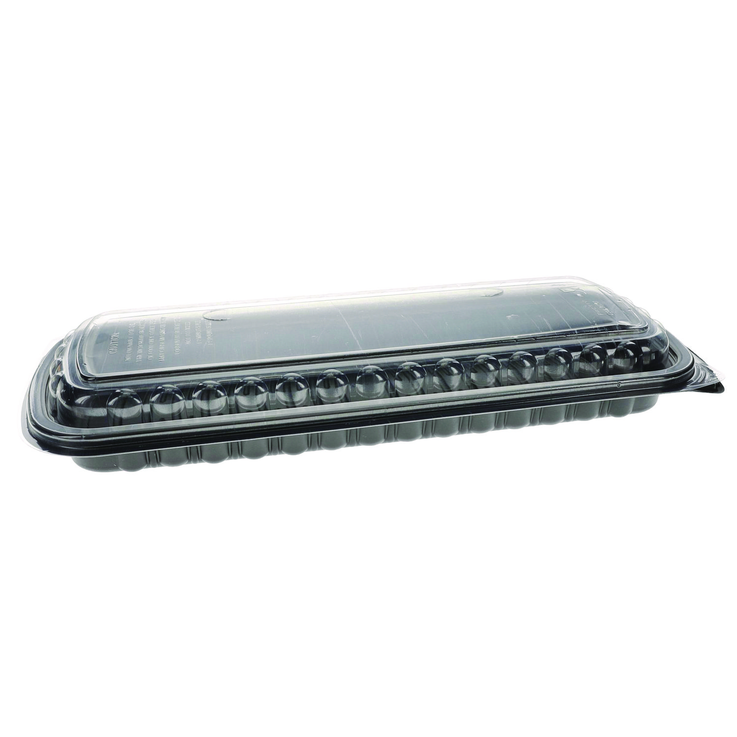 MealMaster Rib Container Base/Lid, 16.6 x 7.3 x 2.3, Black/Clear Plastic, 80/Carton