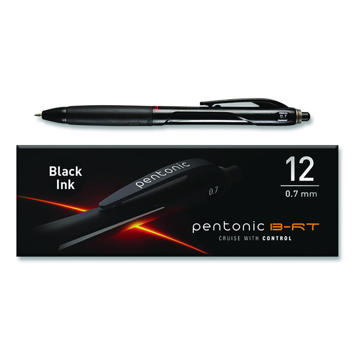 PENTONIC Ballpoint Pen, Retractable, Fine mm, Black Ink, Black