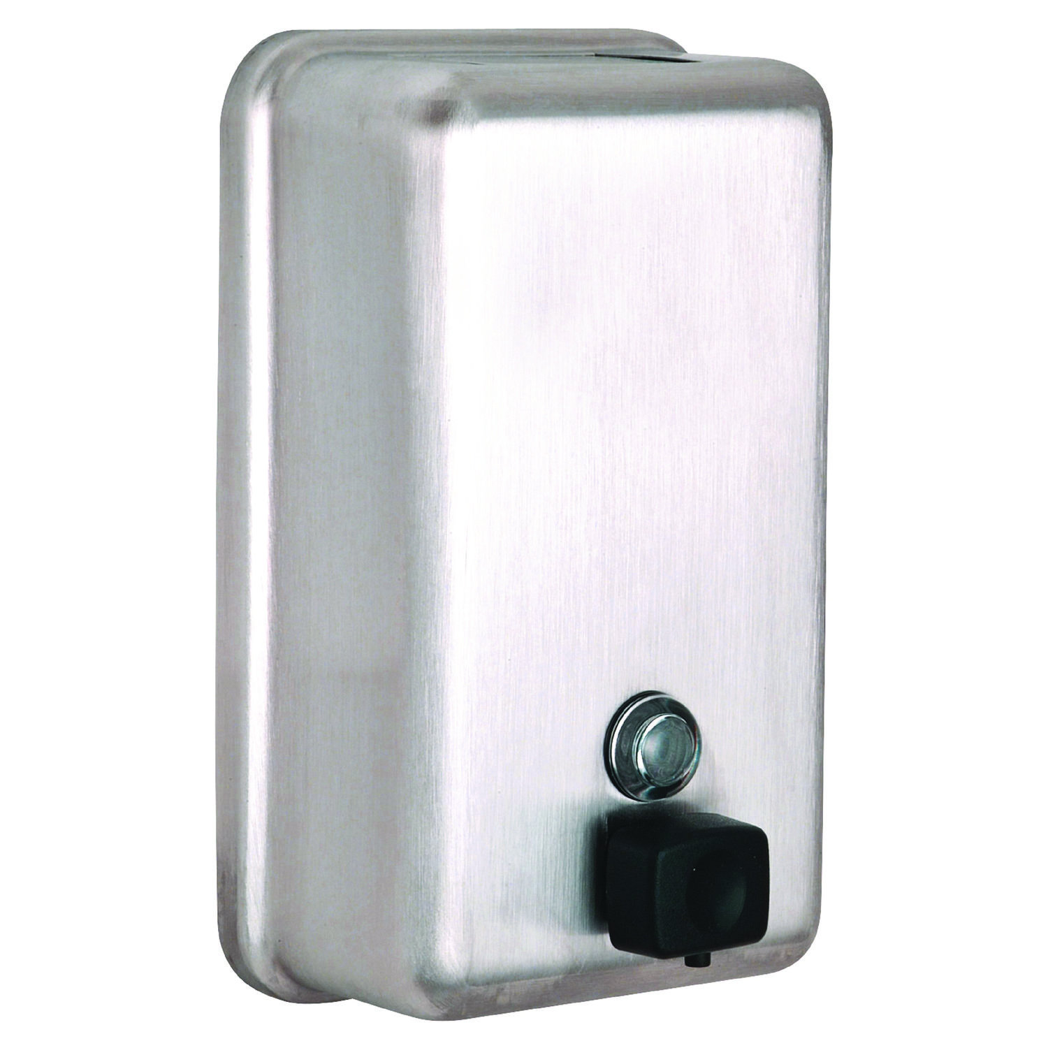 Vertical Manual Surface-Mounted Stainless Steel Liquid Soap Dispenser, 40 oz, 2.8 x 4.8 x 8.1, Brushed Stainless Steel