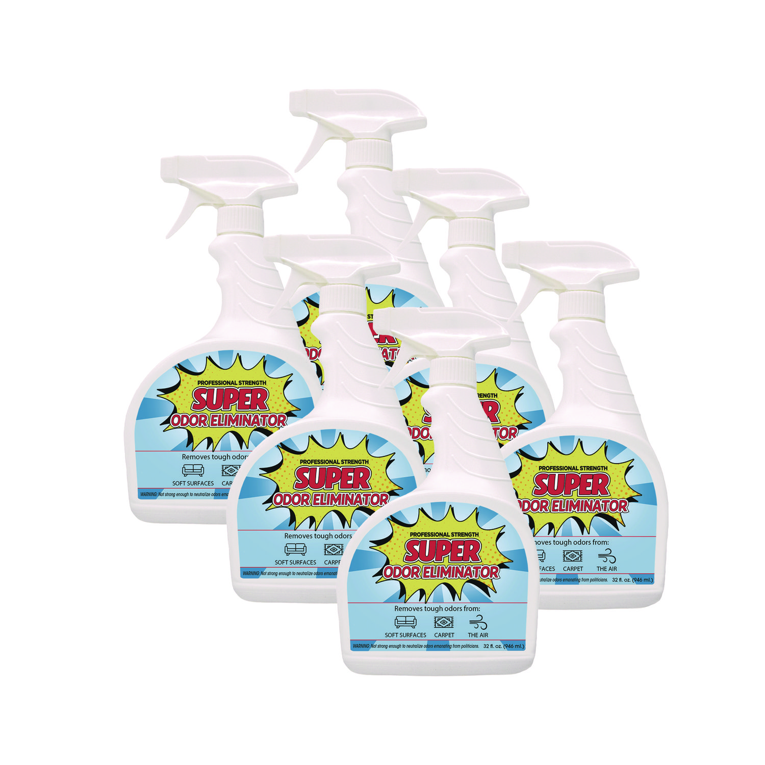 Super Odor Eliminator, 32 oz Spray Bottle, 6/Carton