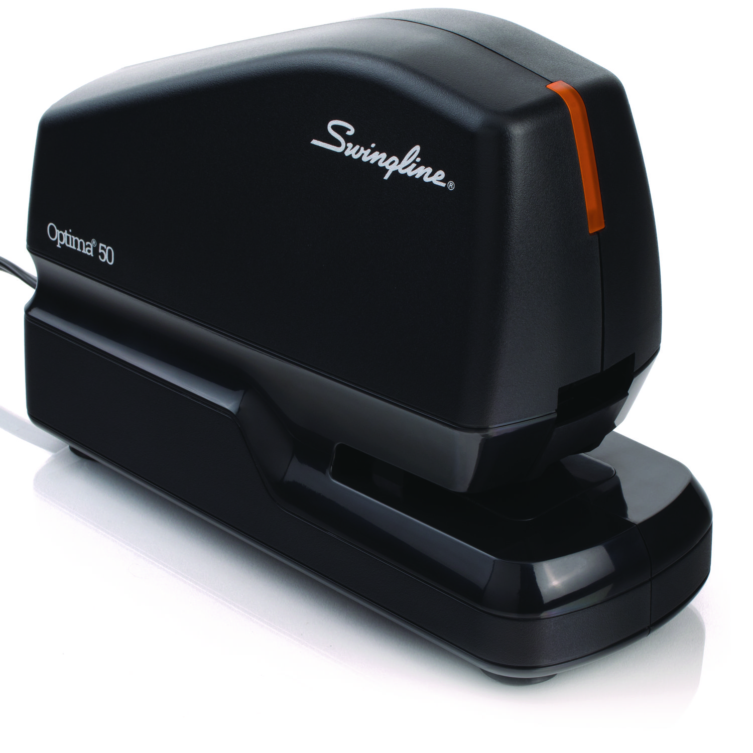 Optima 50 Electric Stapler, 50-Sheet Capacity, Black/Orange