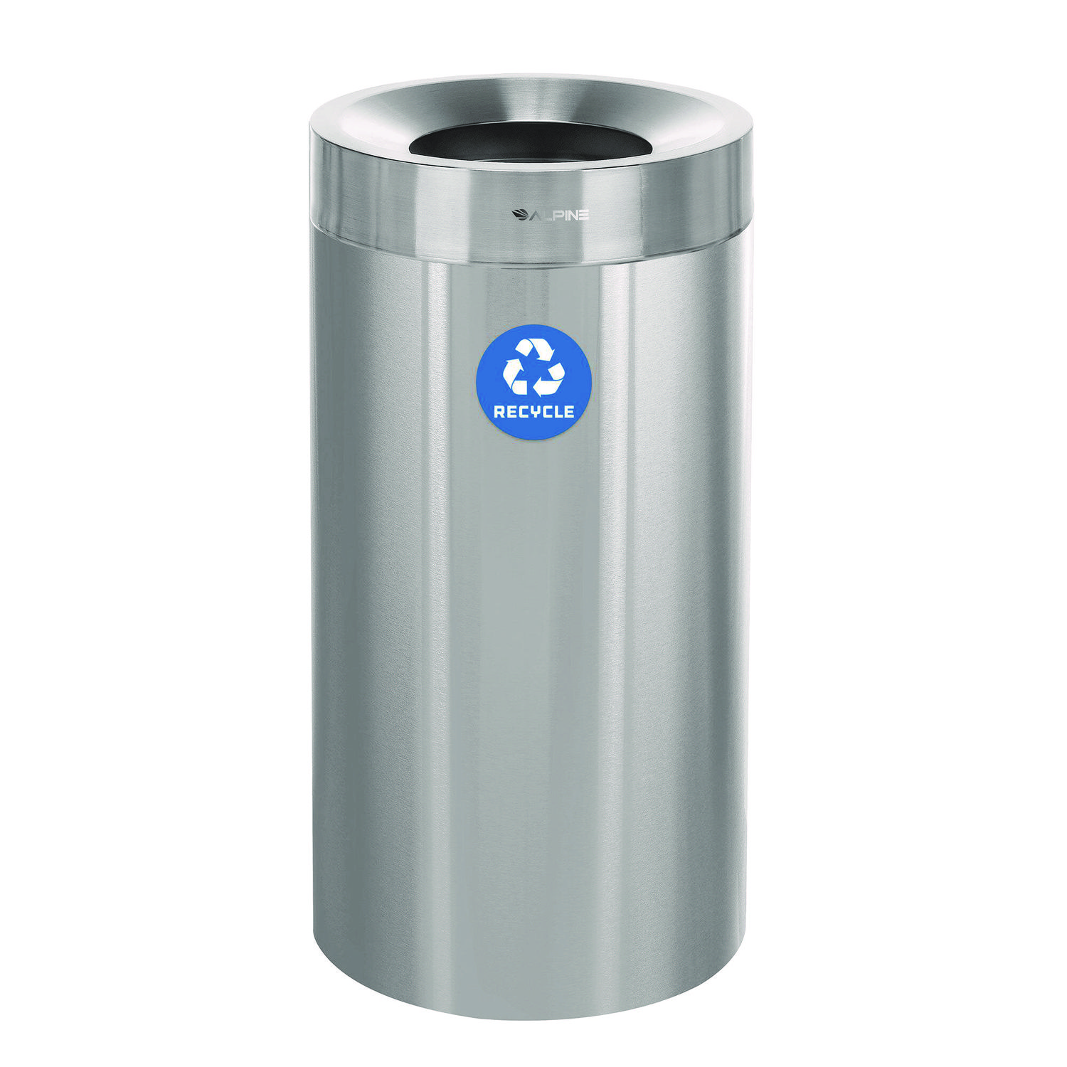 27 Gallon Stainless Steel Recycling Can, Brushed Stainless Steel