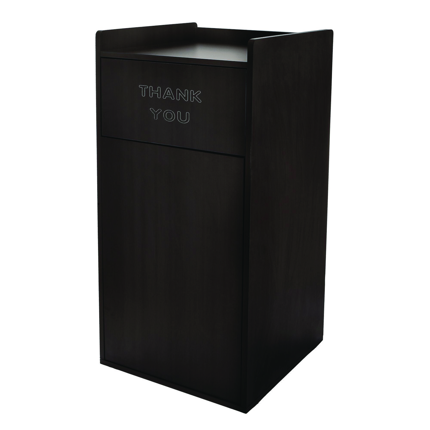 40 Gal Commercial Tray Top Waste Enclosure Trash Receptacle, 40 gal, Wood, Black