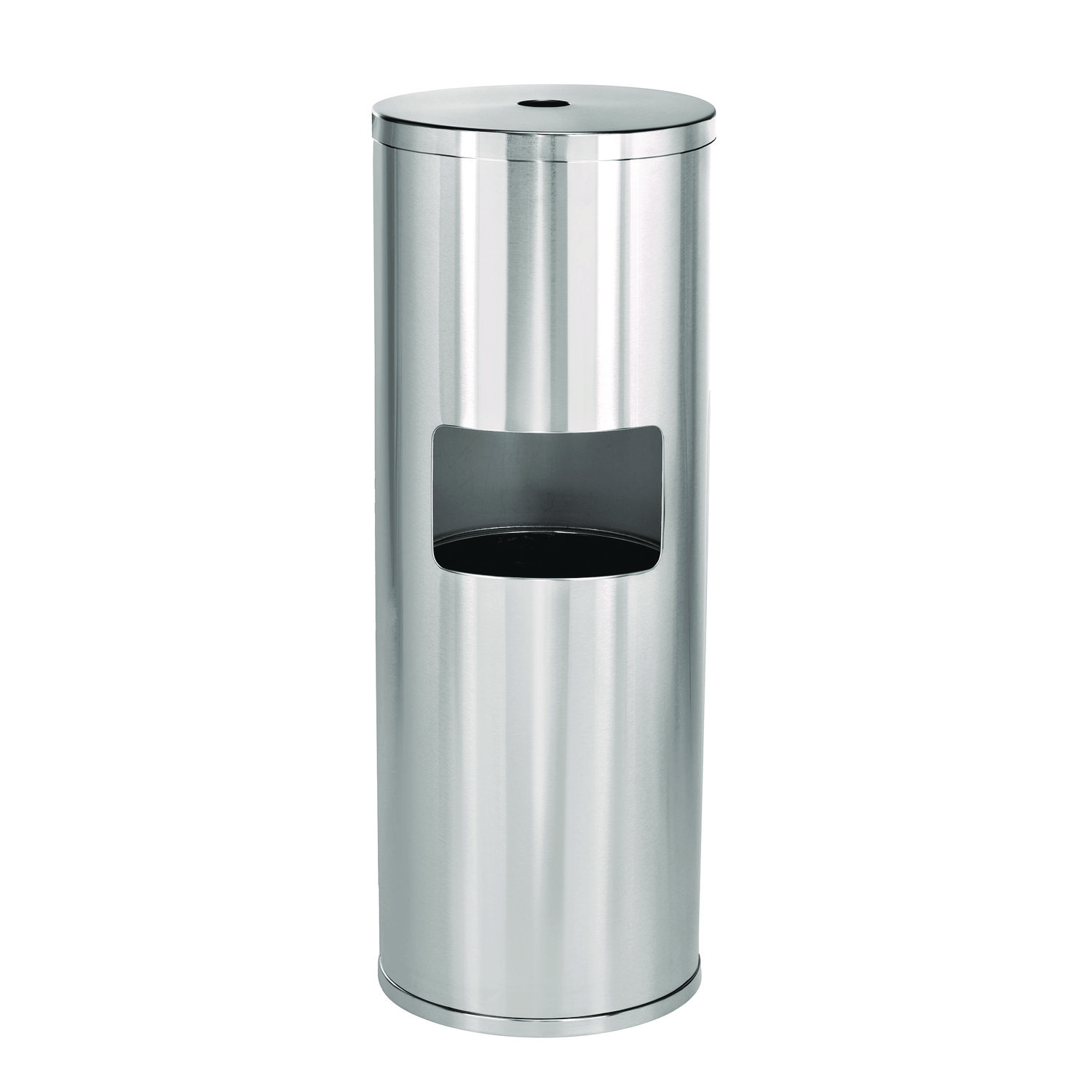 Stainless Steel 7 Gal Trash Can with Gym Disinfecting Wipes Dispenser