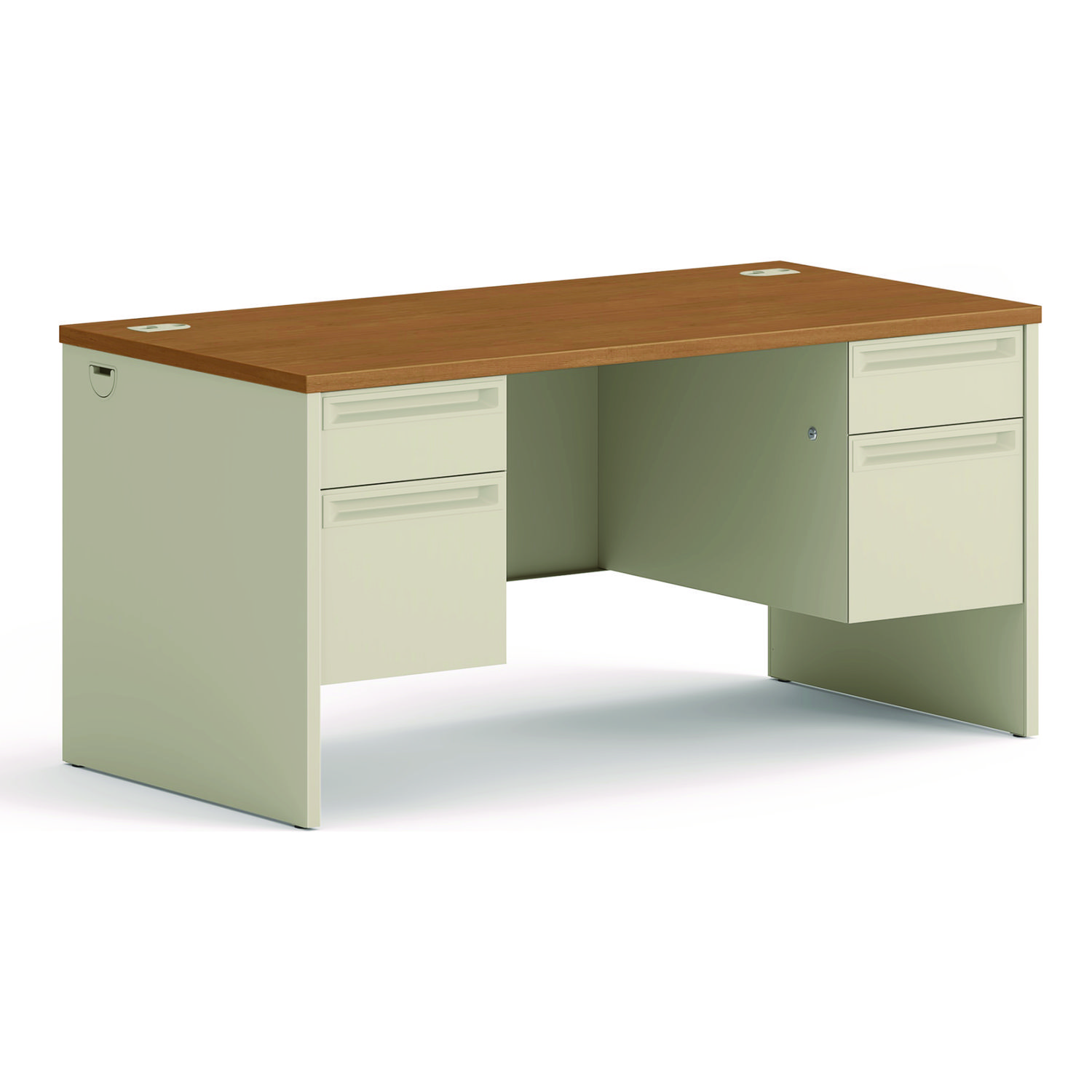 38000 Series Double Pedestal Desk, 60″ x 30″ x 29.5″, Harvest/Putty