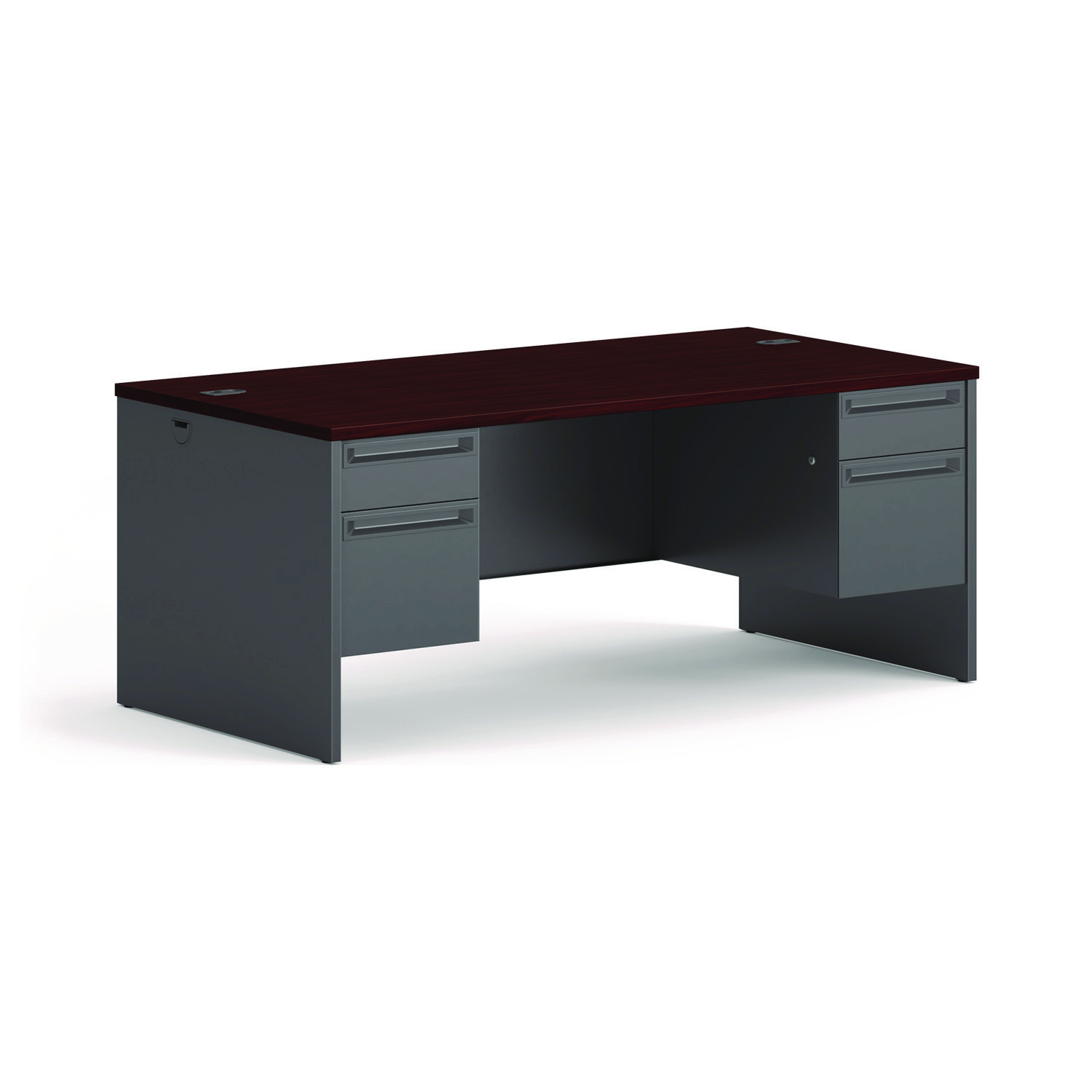 38000 Series Double Pedestal Desk, 72″ x 36″ x 29.5″, Mahogany/Charcoal