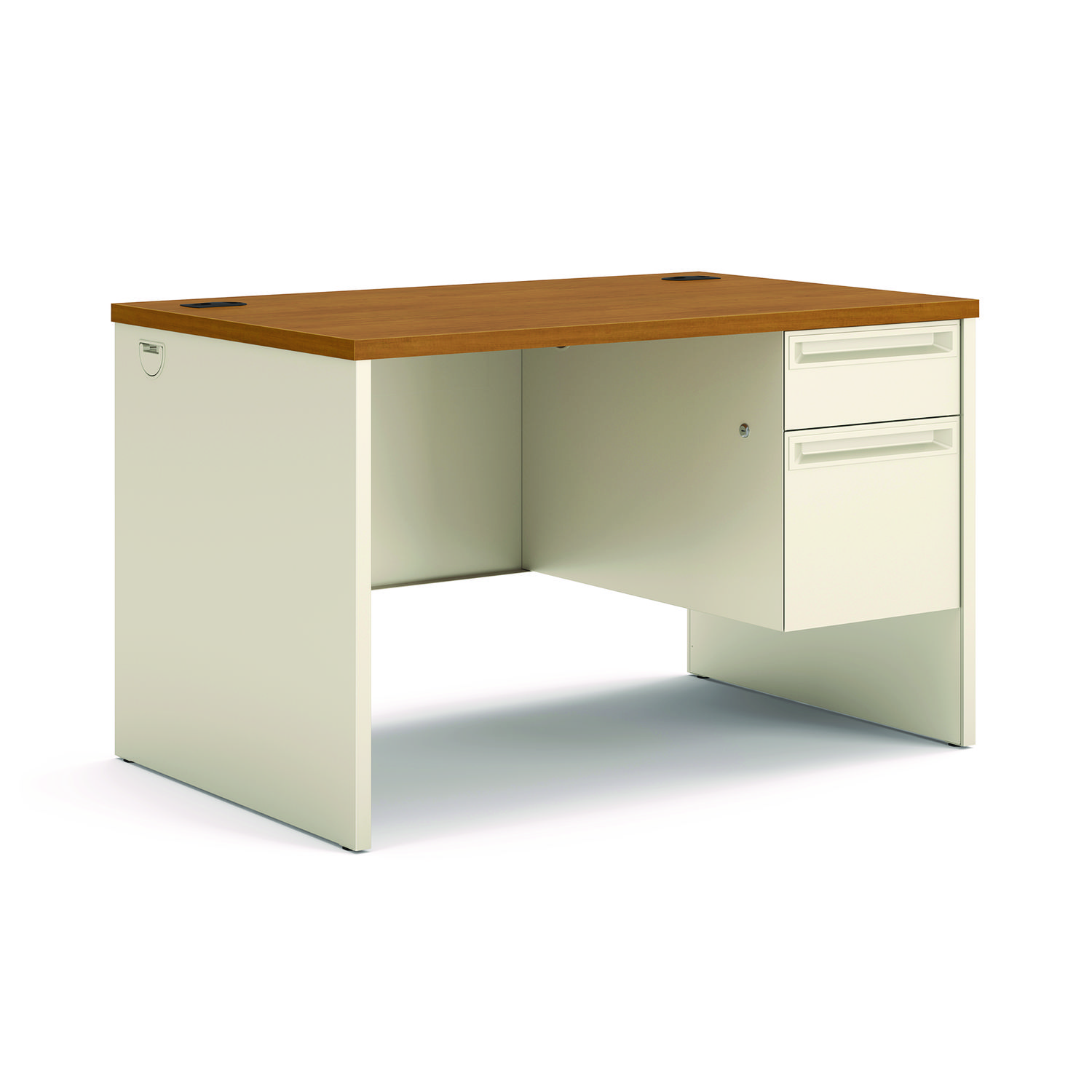 38000 Series Right Pedestal Desk, 48″ x 30″ x 29.5″, Harvest/Putty