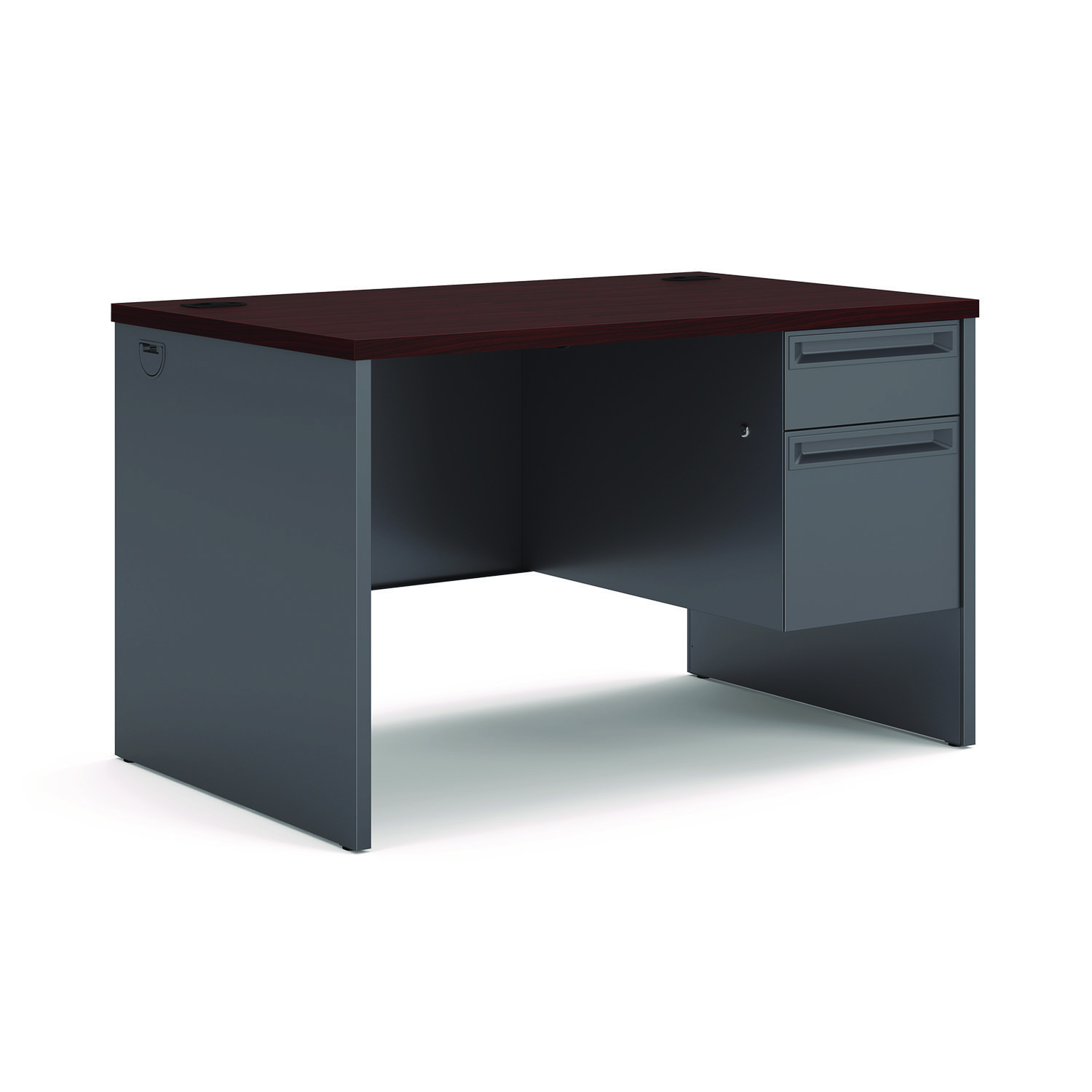 38000 Series Right Pedestal Desk, 48″ x 30″ x 29.5″, Mahogany/Charcoal