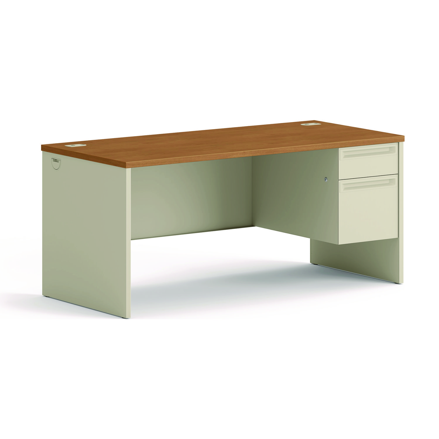 38000 Series Right Pedestal Desk, 66″ x 30″ x 29.5″, Harvest/Putty