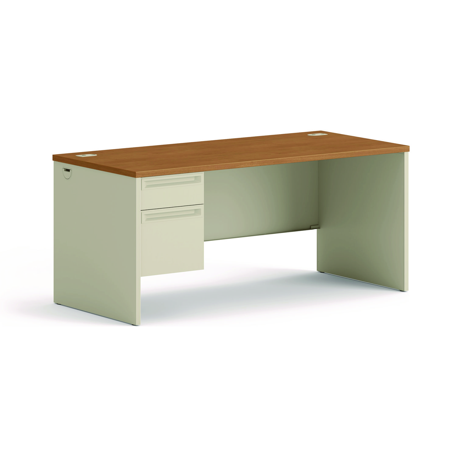 38000 Series Left Pedestal Desk, 66″ x 30″ x 29.5″, Harvest/Putty