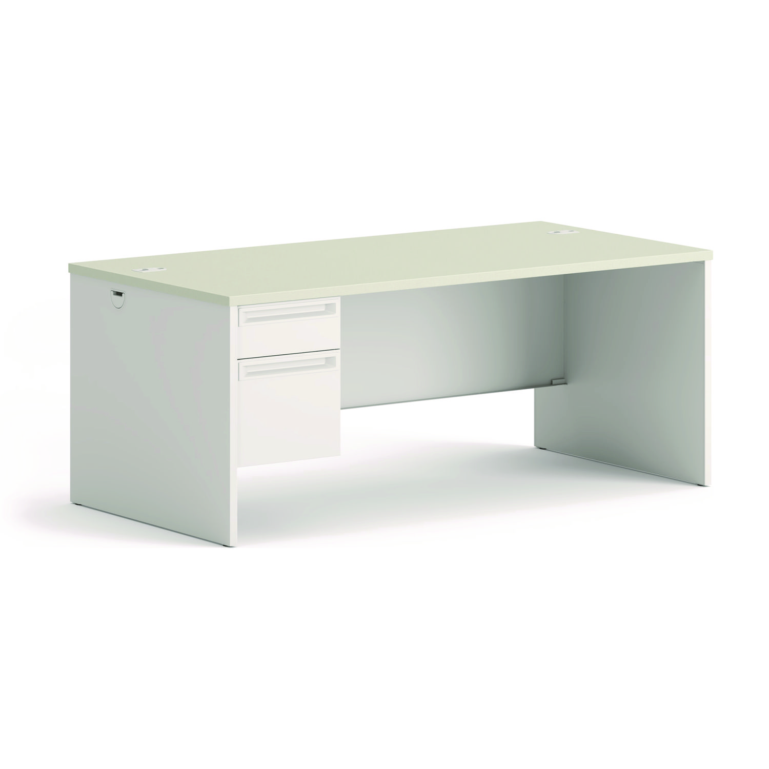 38000 Series Left Pedestal Desk, 72″ x 36″ x 30″, Light Gray/Silver