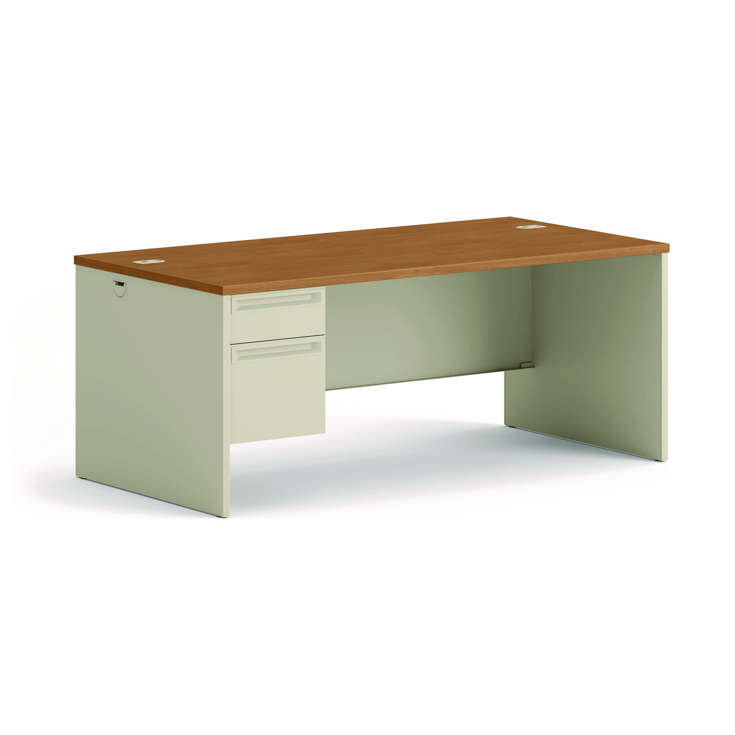 38000 Series Left Pedestal Desk, 72″ x 36″ x 29.5″, Harvest/Putty