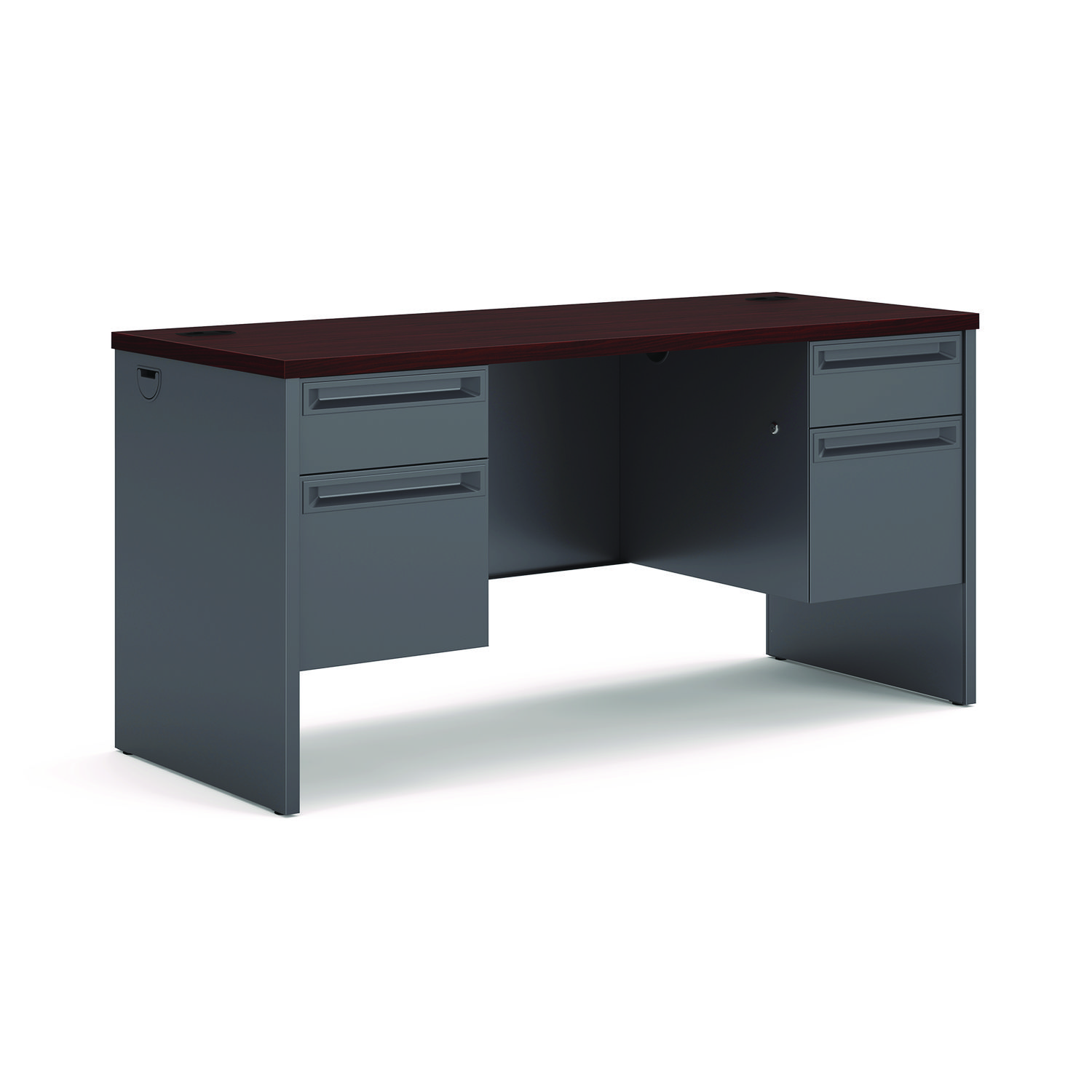 38000 Series Kneespace Credenza, 60w x 24d x 29.5h, Mahogany/Charcoal