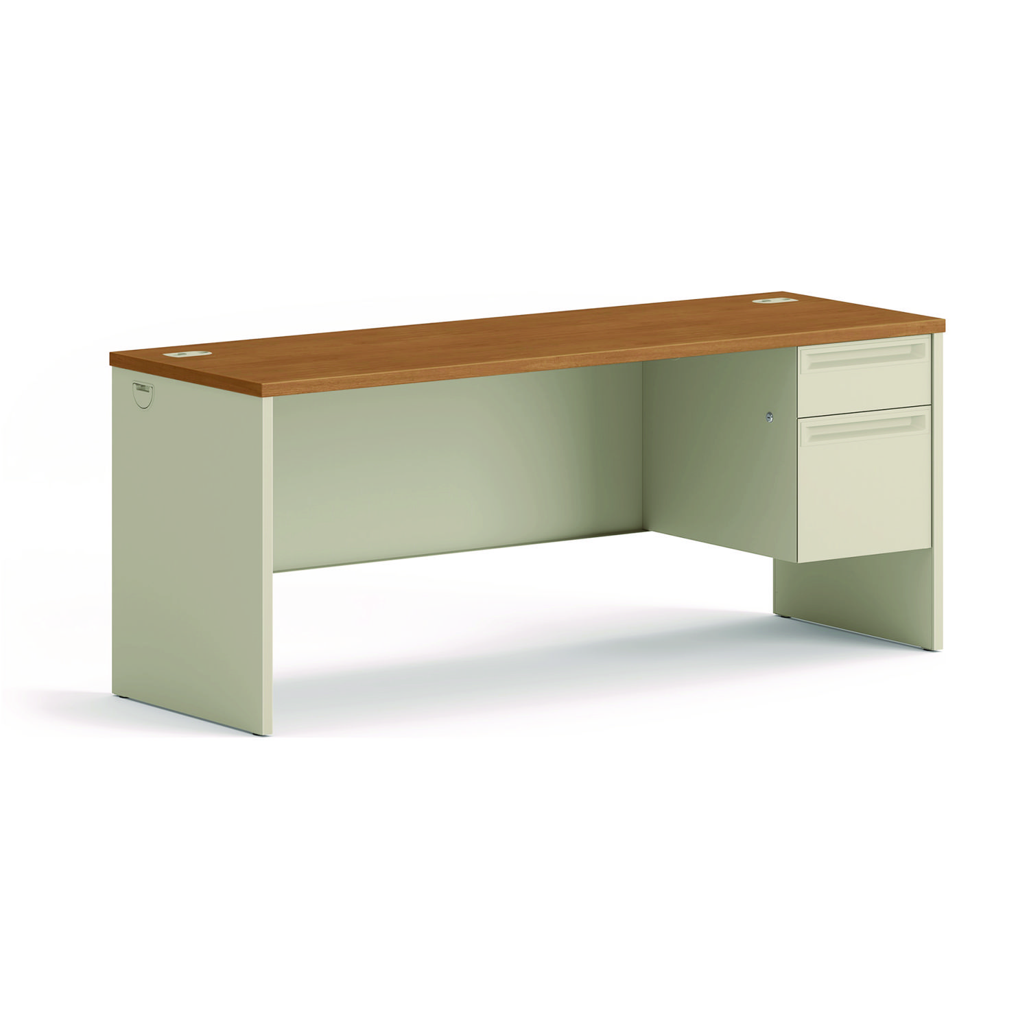 38000 Series Right Pedestal Credenza, 72w x 24d x 29.5h, Harvest/Putty