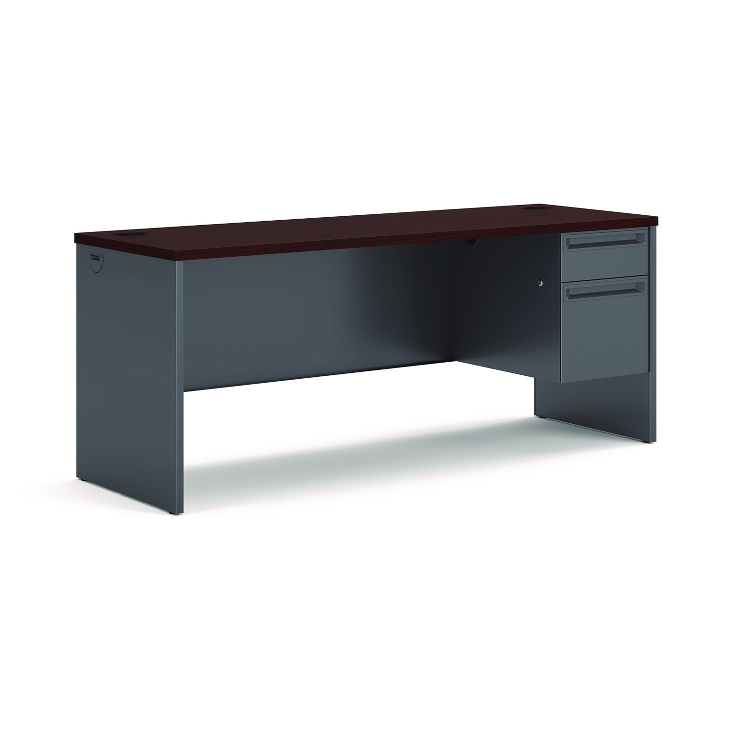 38000 Series Right Pedestal Credenza, 72w x 24d x 29.5h, Mahogany/Charcoal