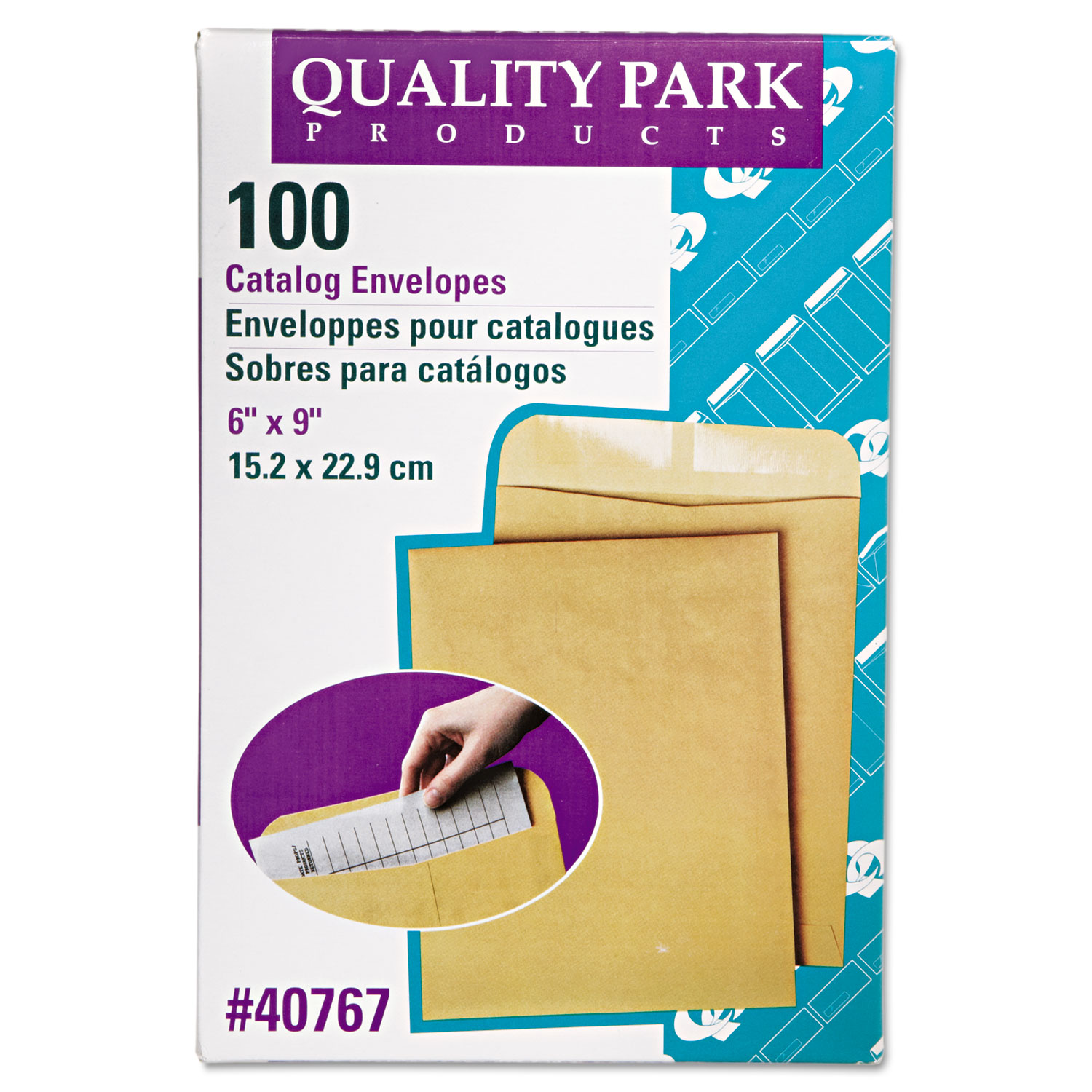  Quality Park QUA40767 Catalog Envelope, #1, Cheese Blade Flap, Gummed Closure, 6 x 9, Brown Kraft, 100/Box (QUA40767) 