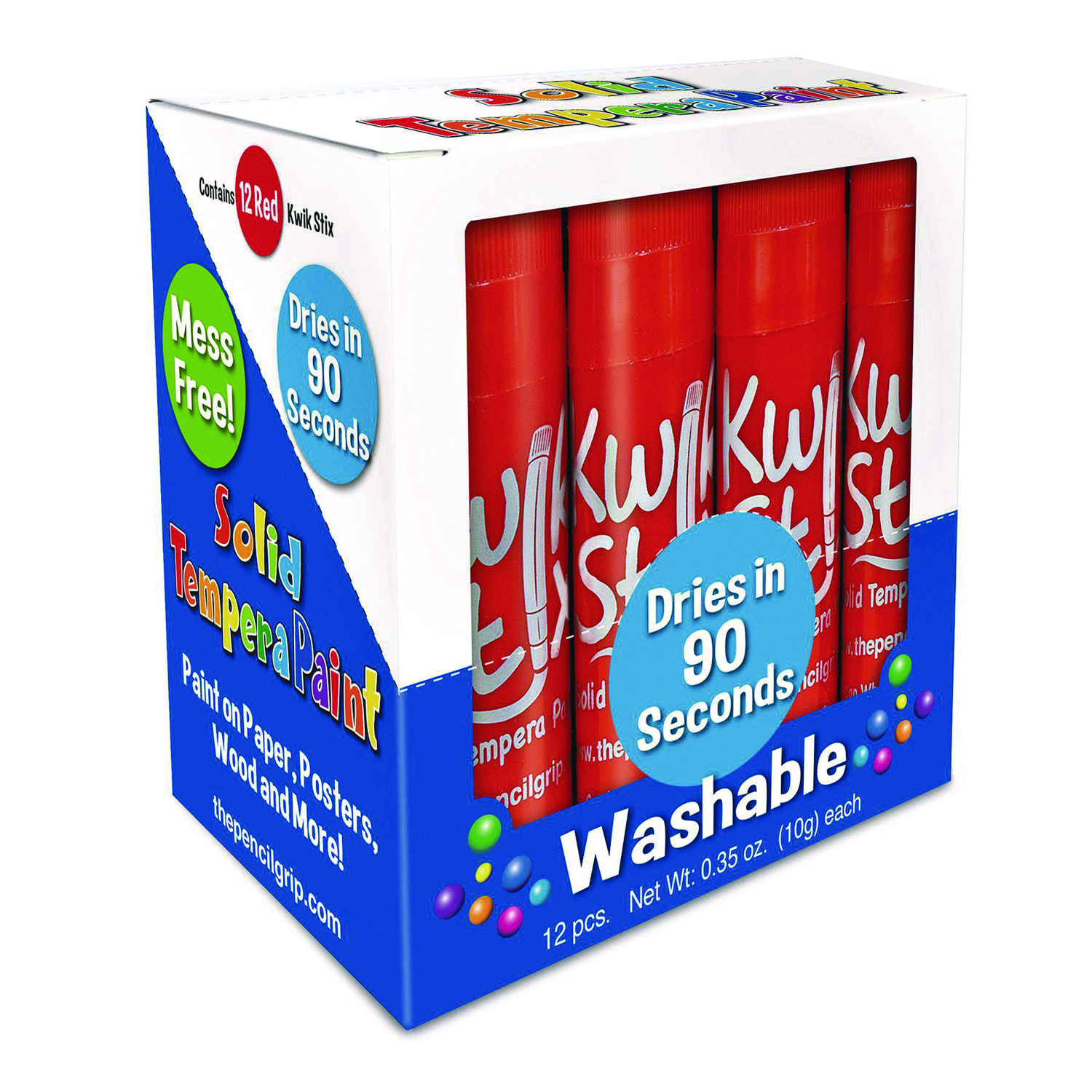 Kwik Stix Single Color Pack, 0.7″ x 3.5″, Red, 12/Pack, 12 Packs/Carton