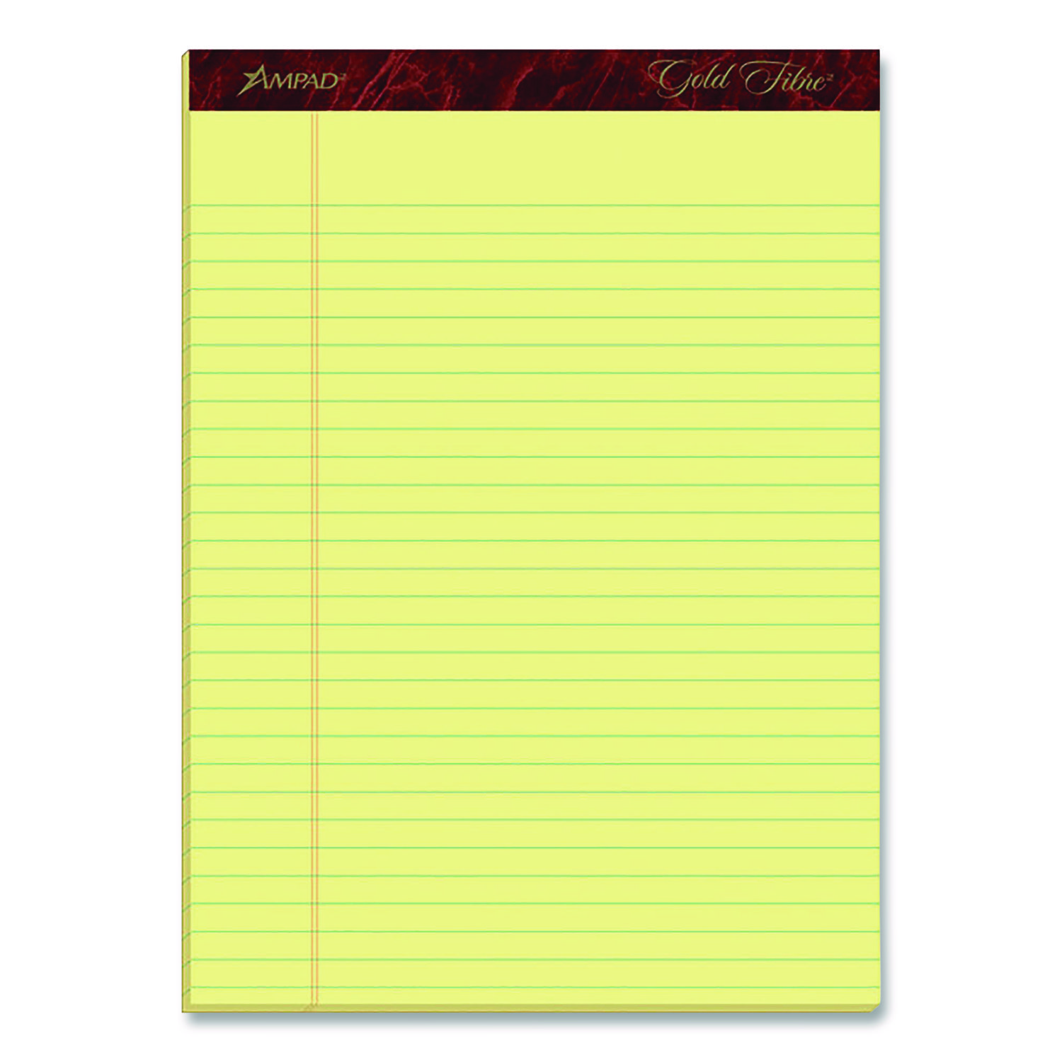 Gold Fibre Writing Pads, Wide/Legal Rule, 50 Canary-Yellow 8.5 x 11.75 Sheets, 4/Pack