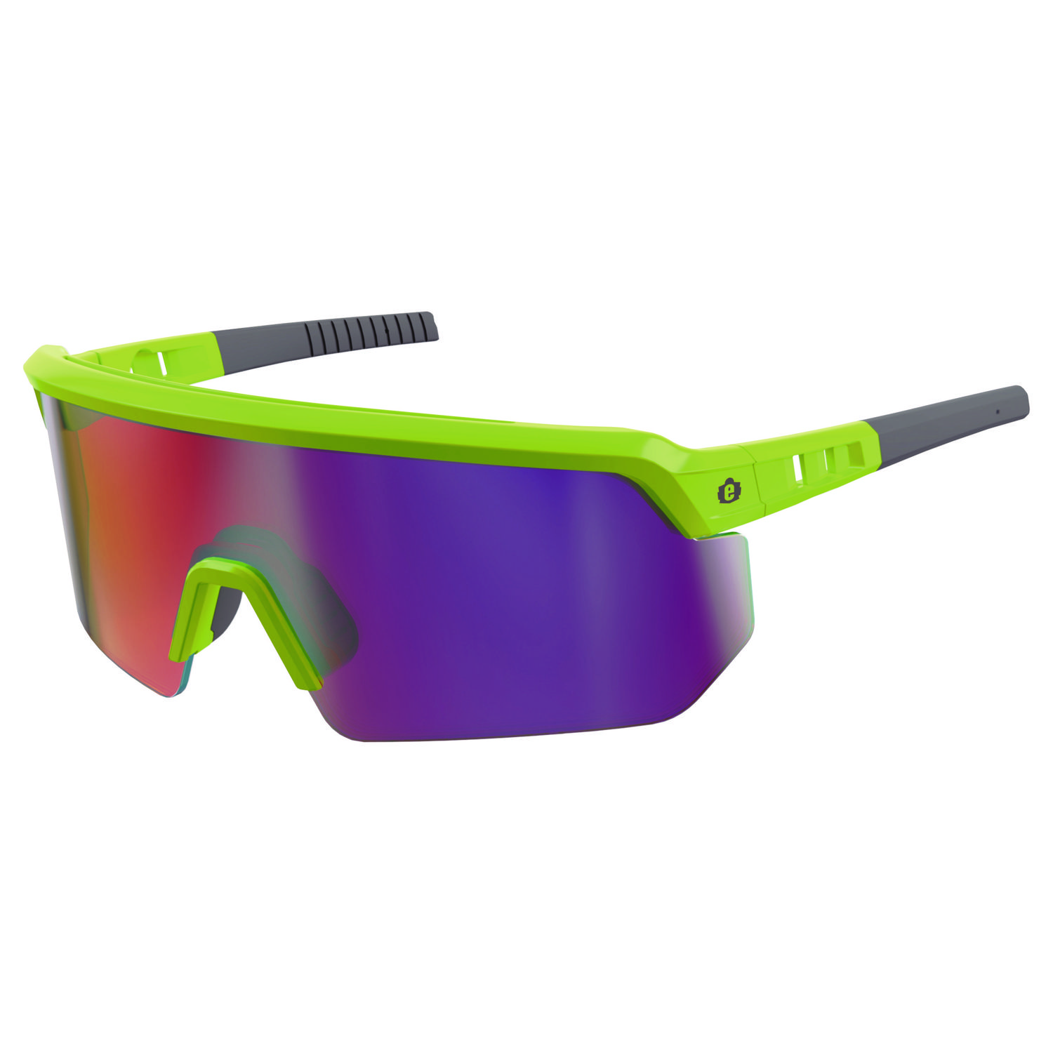 Skullerz AEGIR-AFASPM Anti-Scratch and Enhanced Anti-Fog Safety Glasses, Lime Frame, Purple Mirror, Polycarb Lens