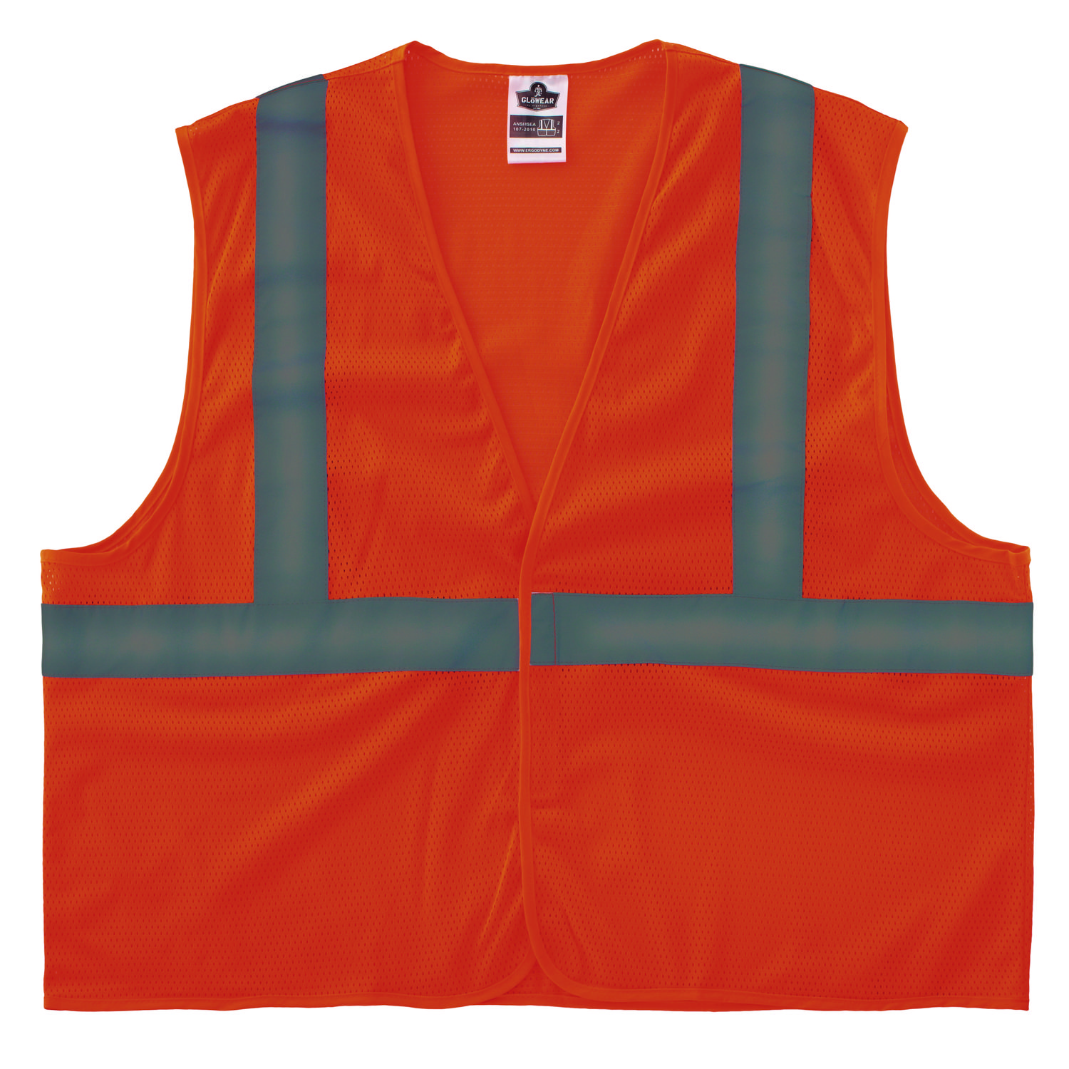 ergodyne® GloWear 8205HL-ECO Class 2 Recycled Hi-Vis Vest, Mesh, Polyester, X-Small, Orange