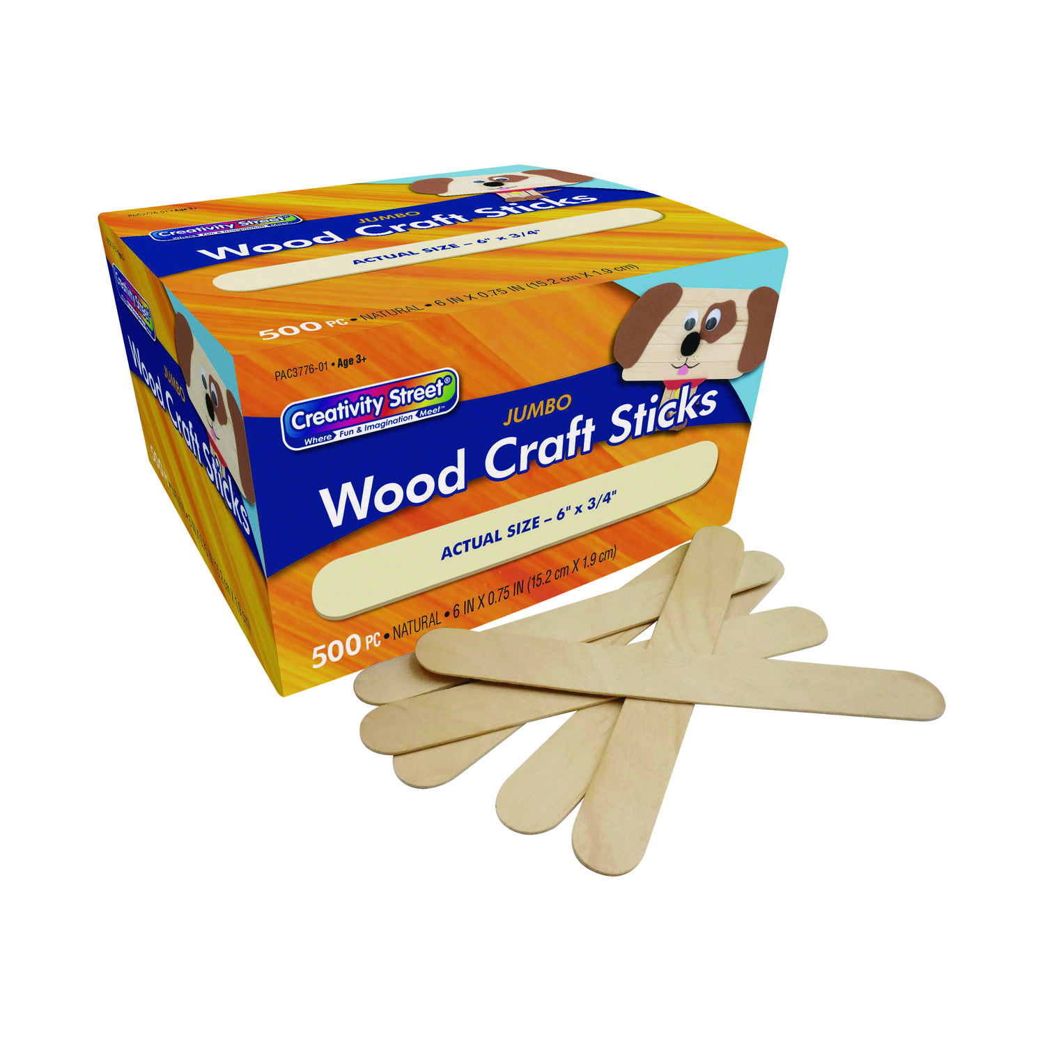 Natural Wood Craft Sticks, 6″ x 0.75″, Natural, 500/Box