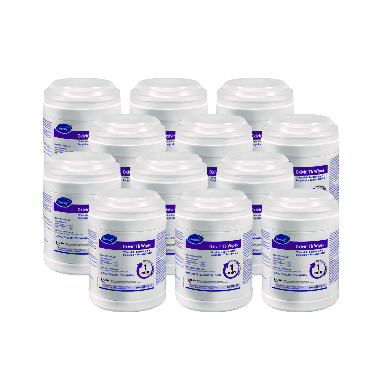 Oxivir TB Disinfectant Wipes, 7 x 6, White, 160/Canister, 12 Canisters/Carton