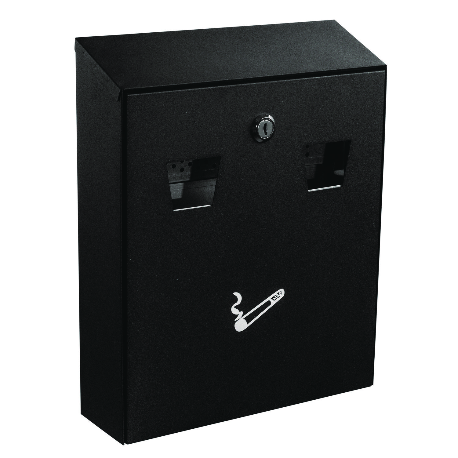 Wall-Mounted Safe Cigarette Disposal Station Outdoor Ashtray, Stainless Steel, Black