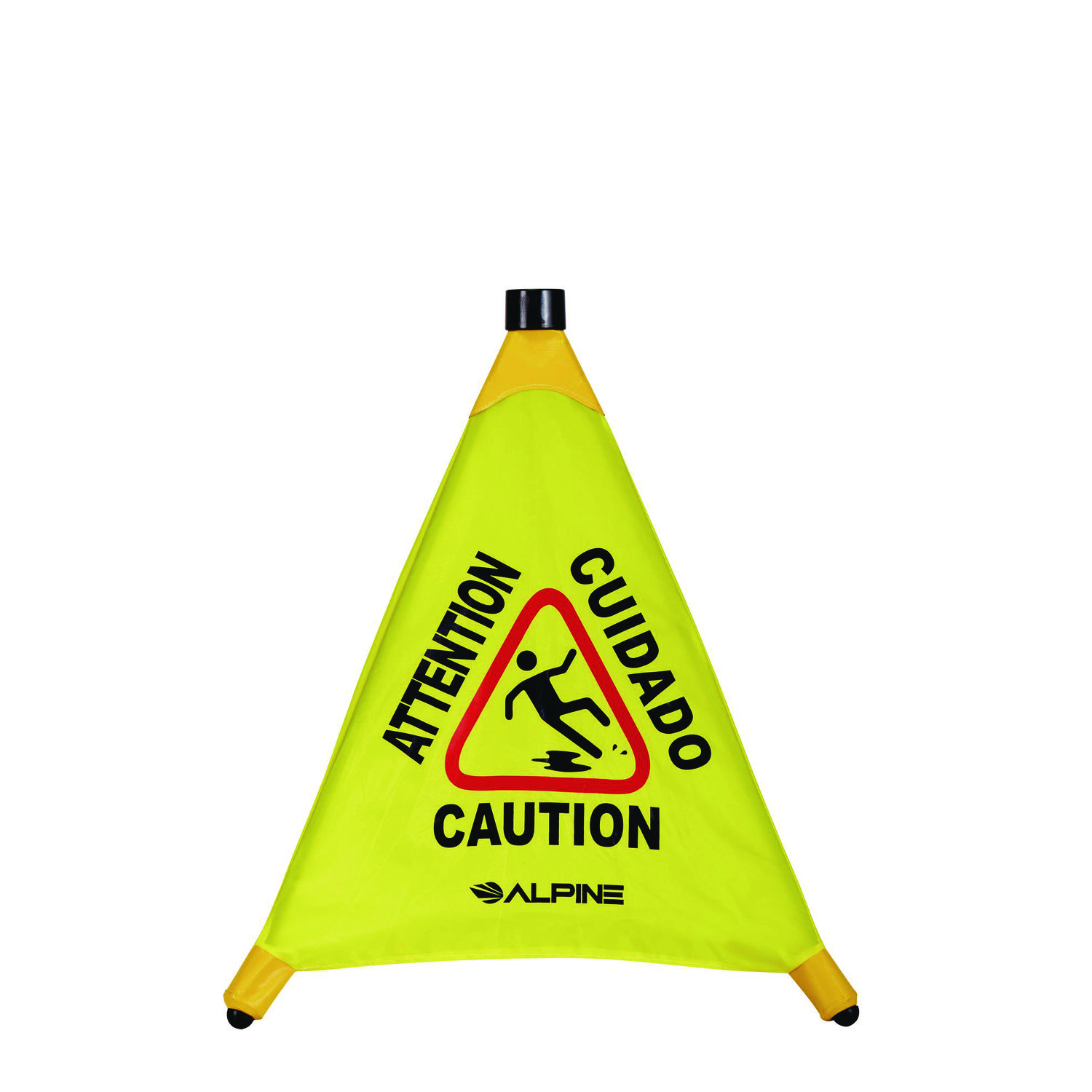 Tri-fold Multi-Lingual Pop-Up Wet Floor Sign, 2.95 x 2.55 x 20, Yellow