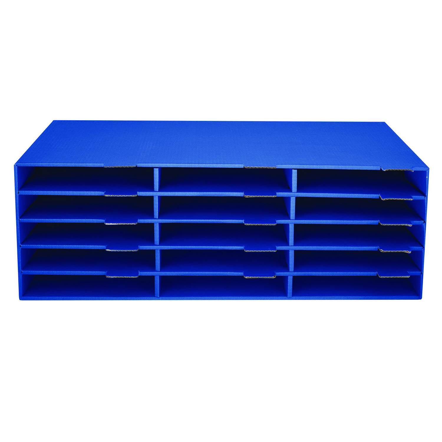 15-Slot Paper Storage Desk Literature Organizer, 15 Sections, Letter Size, 29 x 13 x 9.5, Blue