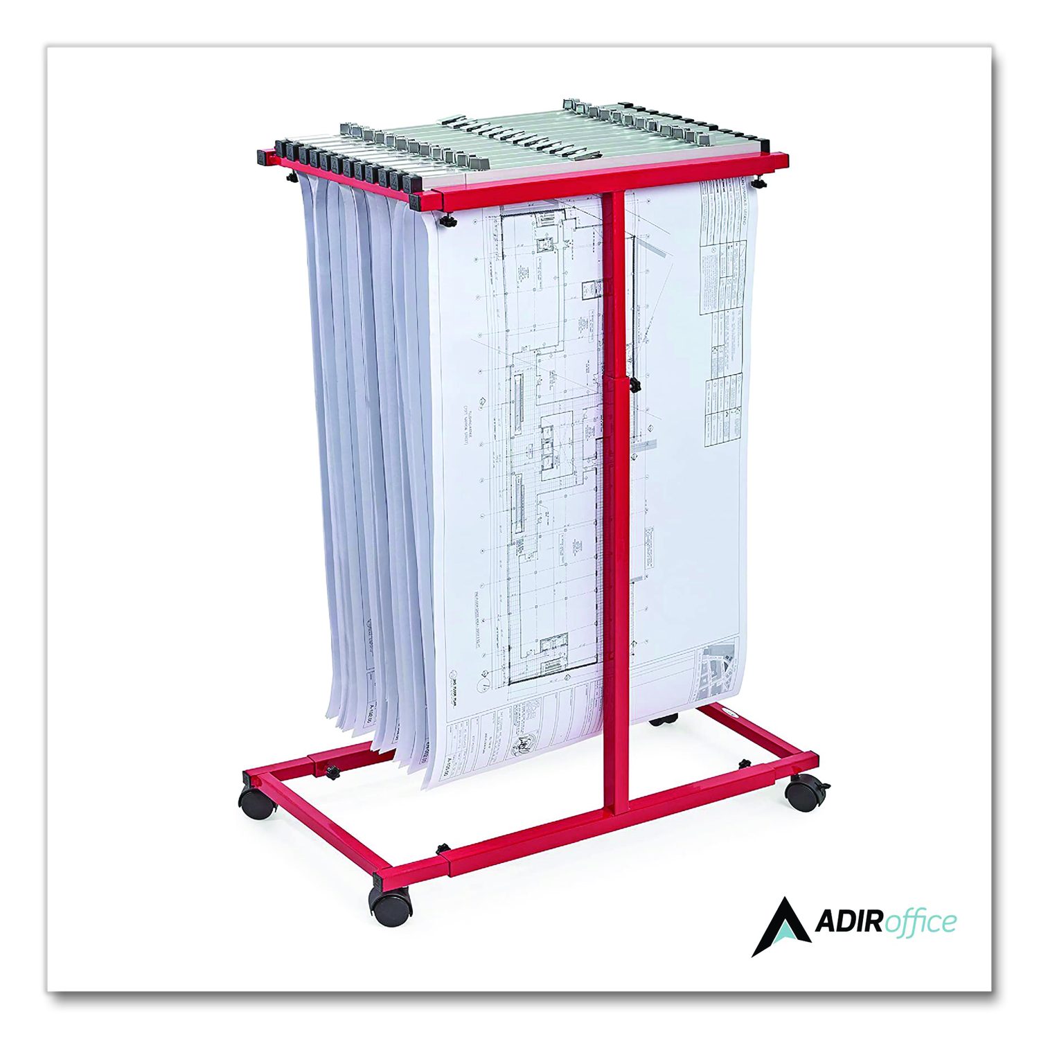 Plan Document Box Red Blueprint Storage Cabinet Steel Vertical Plan Center, Assorted Document ...