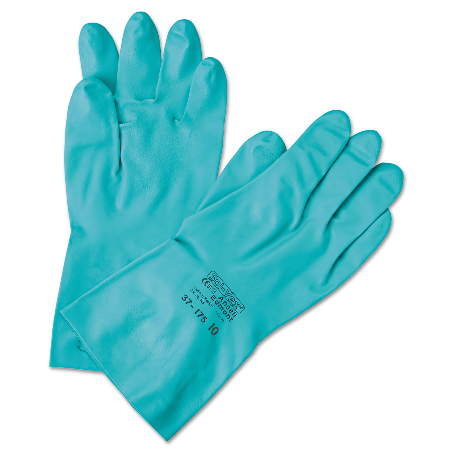  AnsellPro 102944 Sol-Vex Sandpatch-Grip Nitrile Gloves, Green, Size 8 (ANS371858) 