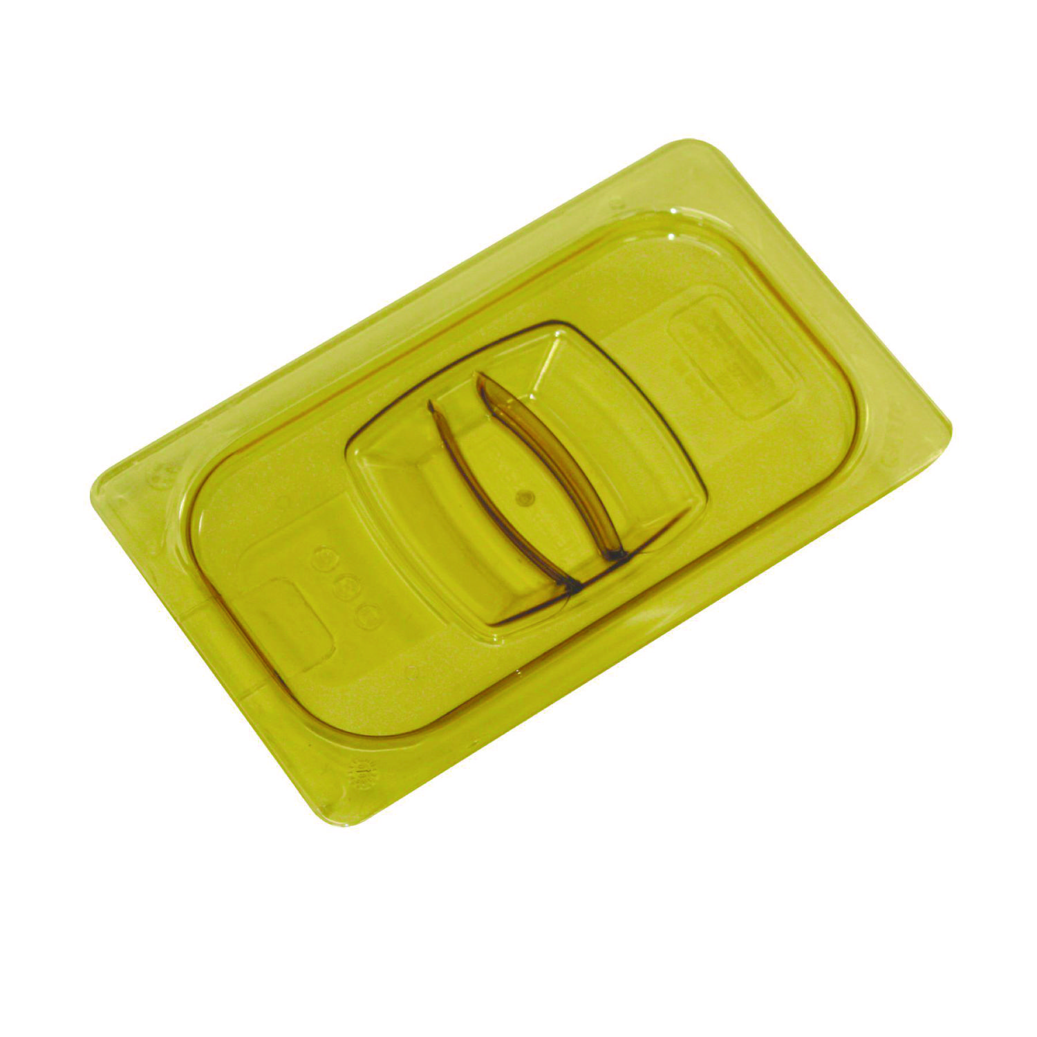 Insert Pan Handled Notched Cover, 6.38 x 0.39 x 10.38, Amber, Plastic, 6/Carton