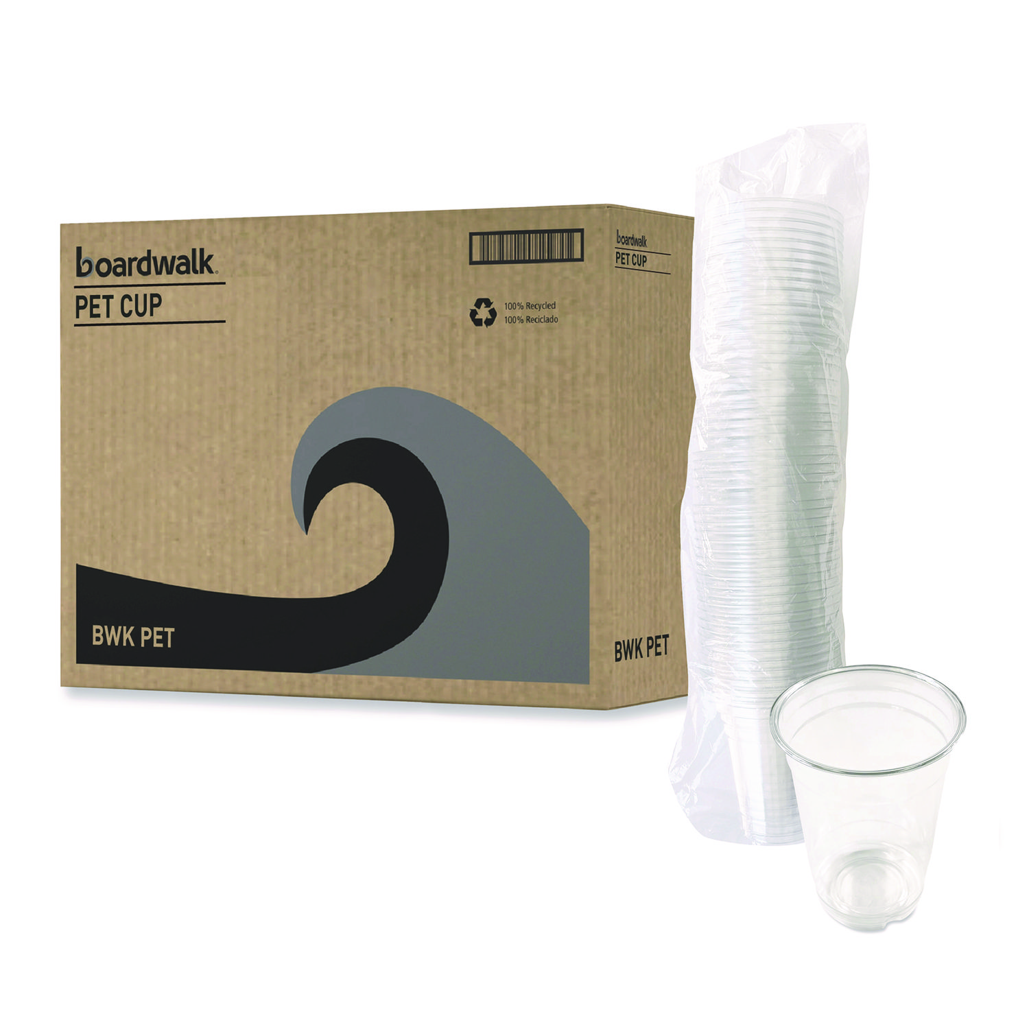 Clear Plastic PET Cups, 14 oz, 50/Bag, 20 Bags/Carton