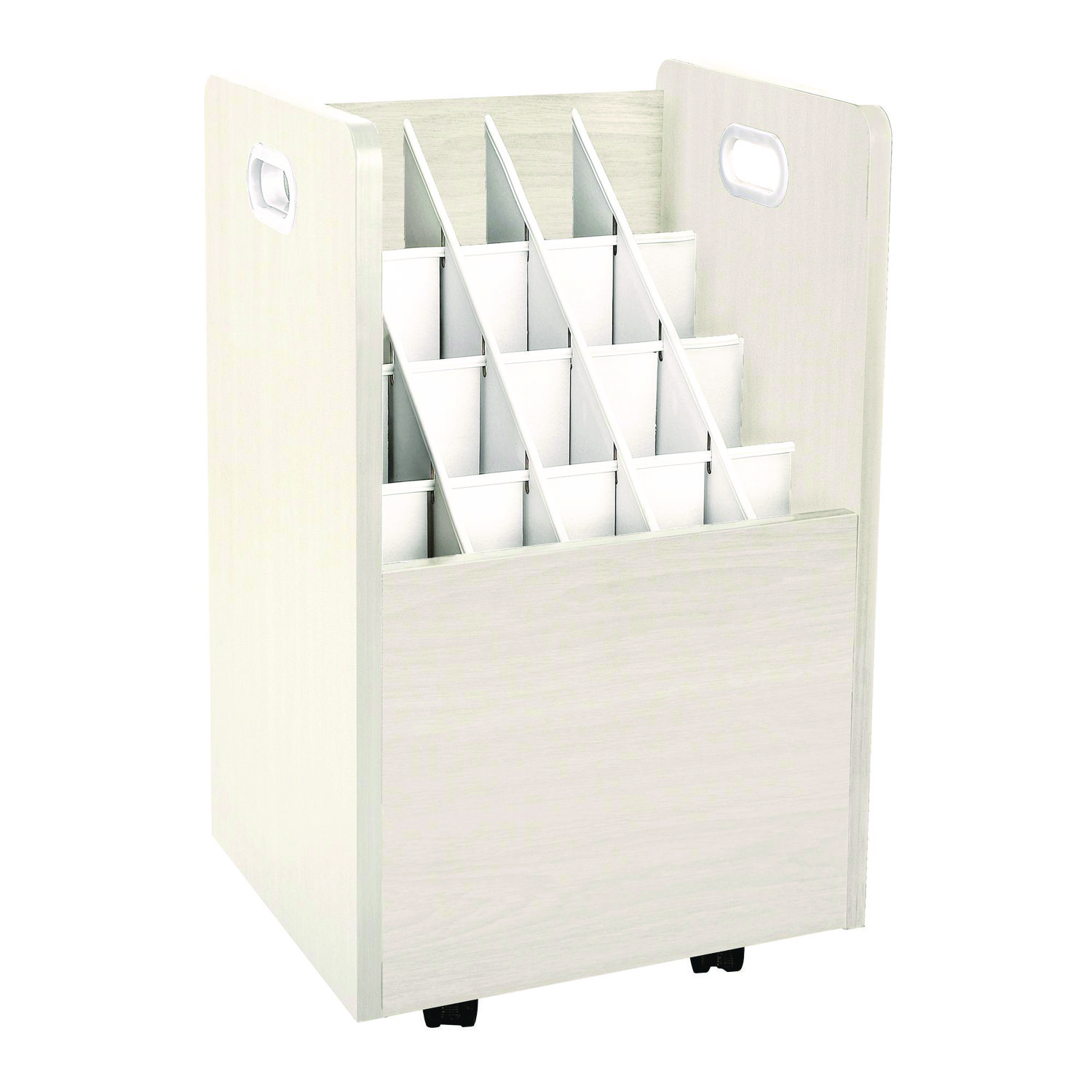 20-Slot Mobile Rolling Wood Blueprint Storage Cabinet Roll File Large Document Organizer, 15.25 x 13.25 x 24.75, White