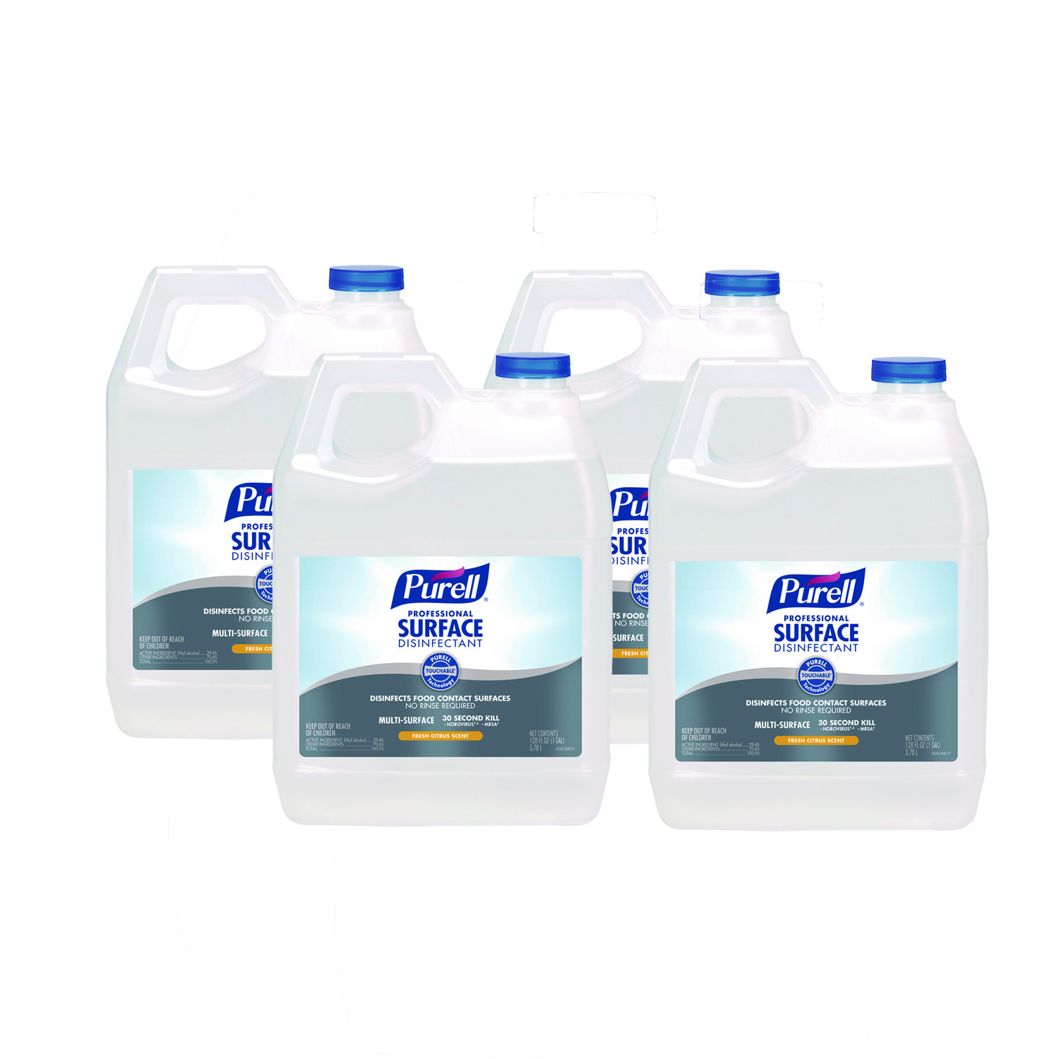 Professional Surface Disinfectant, Fresh Citrus, 1 gal Bottle, 4/Carton