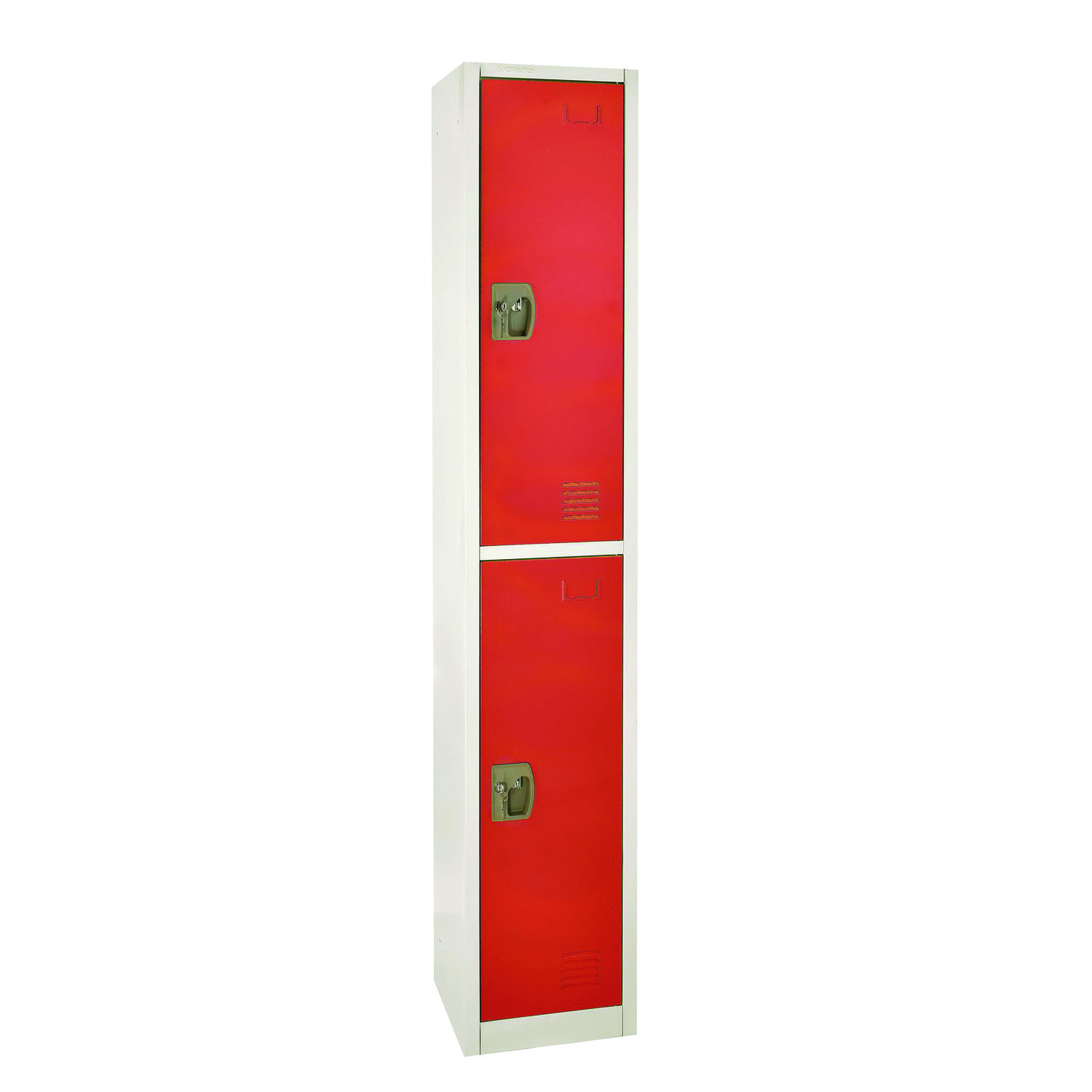 Steel Storage Locker, 2 Compartment, 12 x 12 x 72, Red