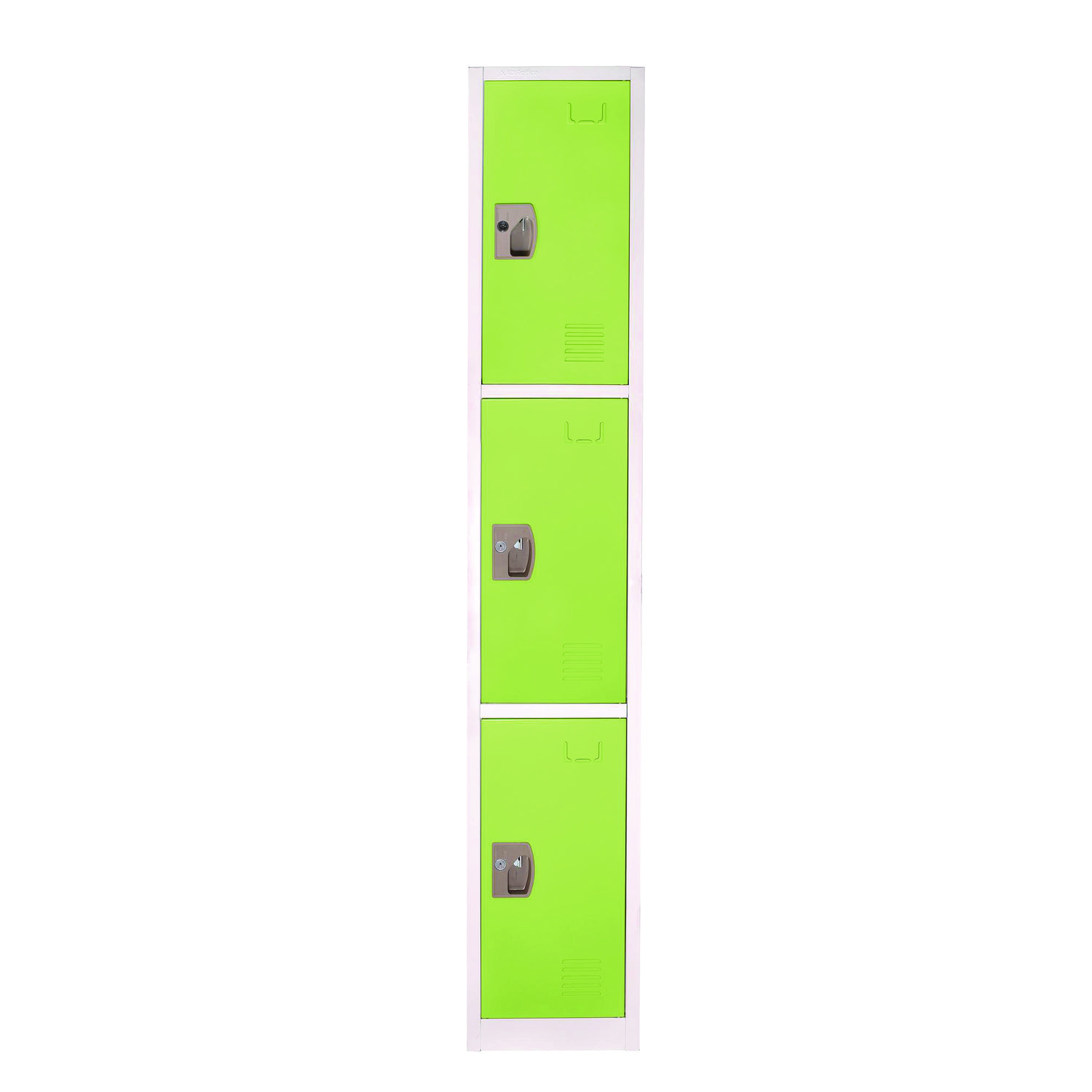 Steel Storage Locker, 3 Compartment, 12 x 12 x 72, Green