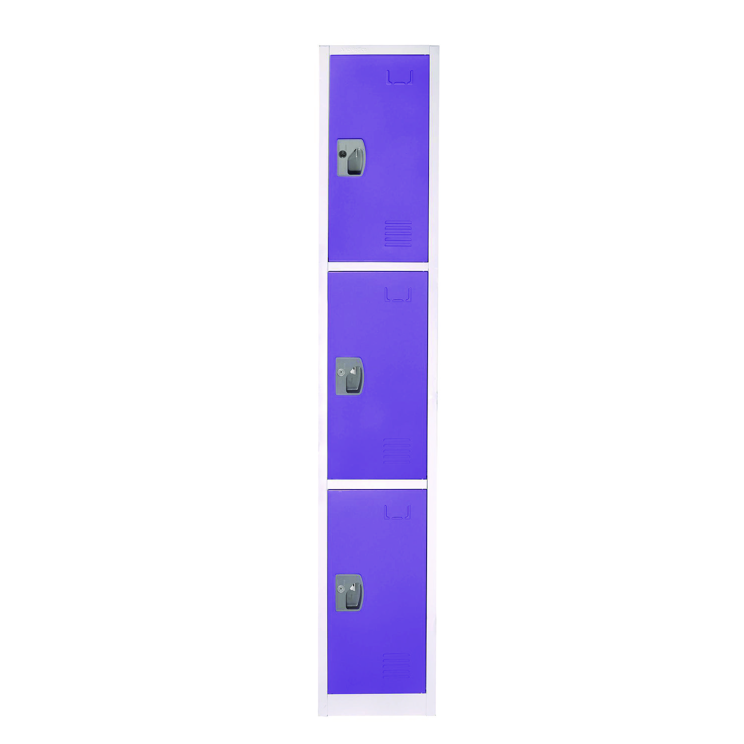 Steel Storage Locker, 3 Compartment, 12 x 12 x 72, Purple