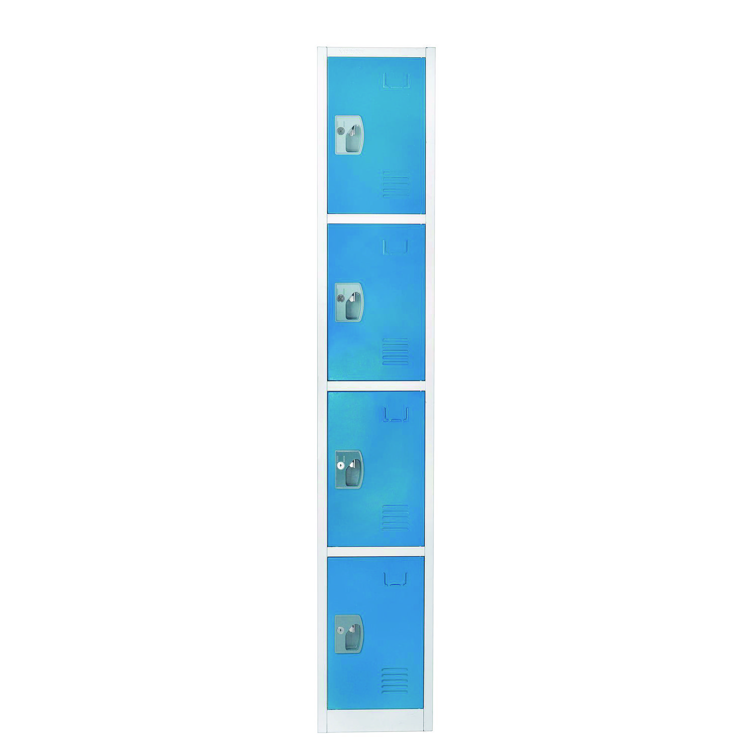 Steel Storage Locker, 4 Compartment, 12 x 12 x 72, Blue