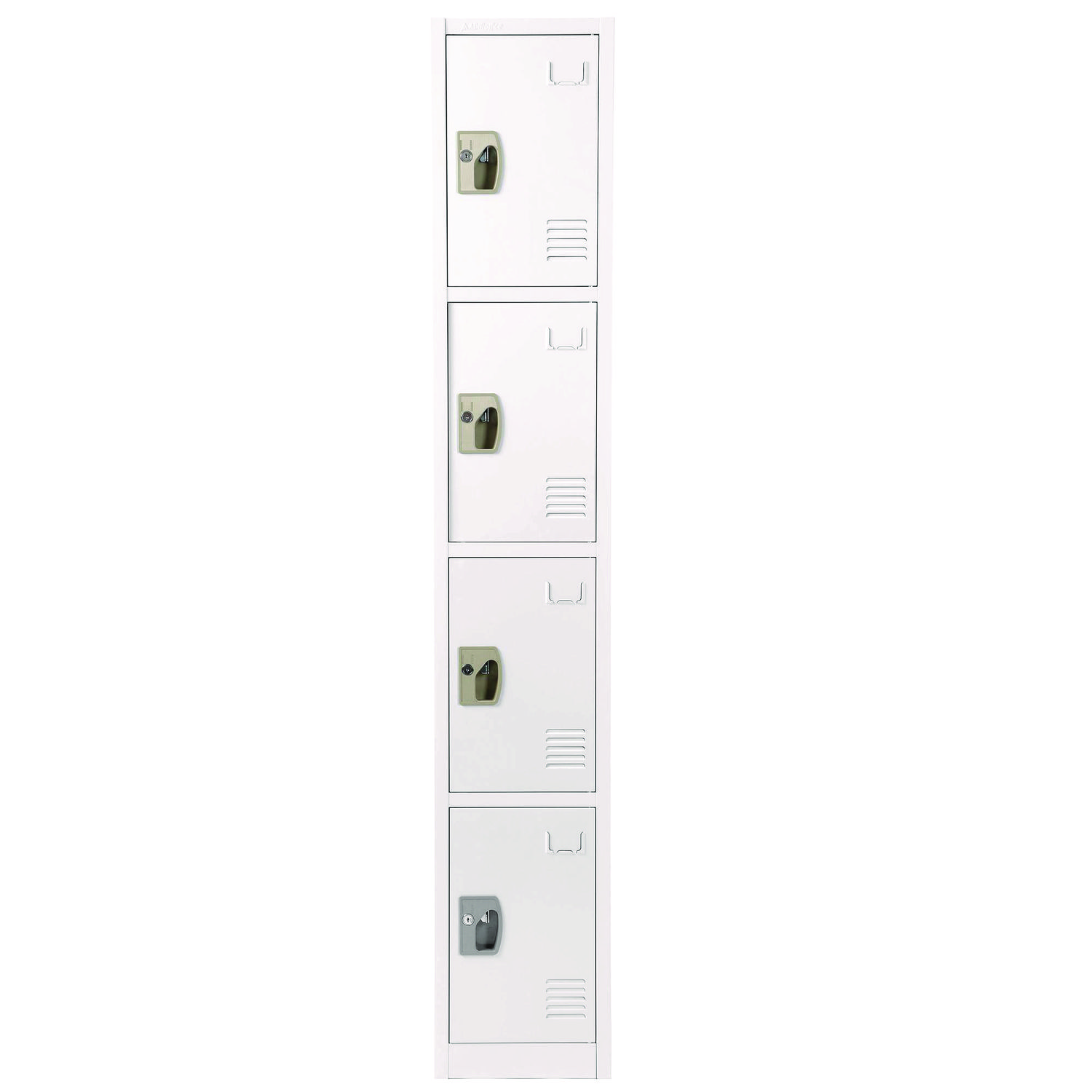 Steel Storage Locker, 4 Compartment, 12 x 12 x 72, White