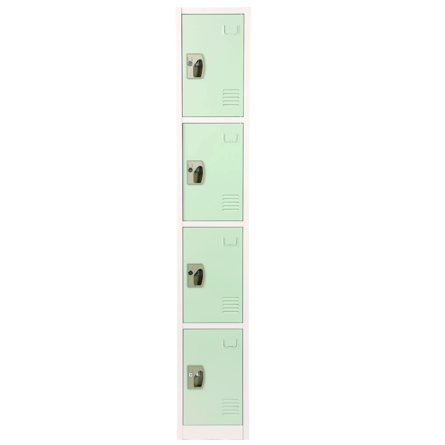 Steel Storage Locker, 4 Compartment, 12 x 12 x 72, Misty Green