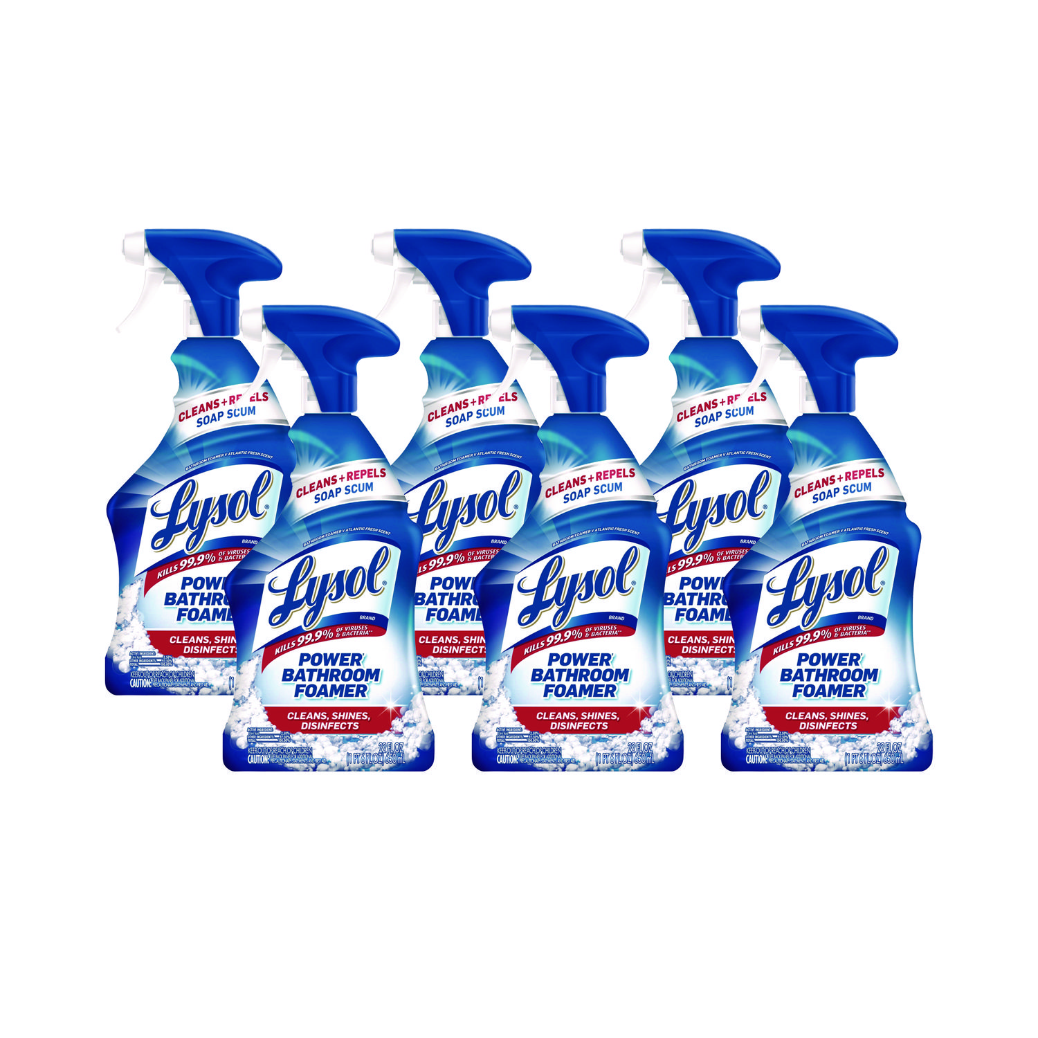 Disinfectant Power Bathroom Foamer, Liquid, Unscented, 22 oz Trigger Spray Bottle, 6/Carton