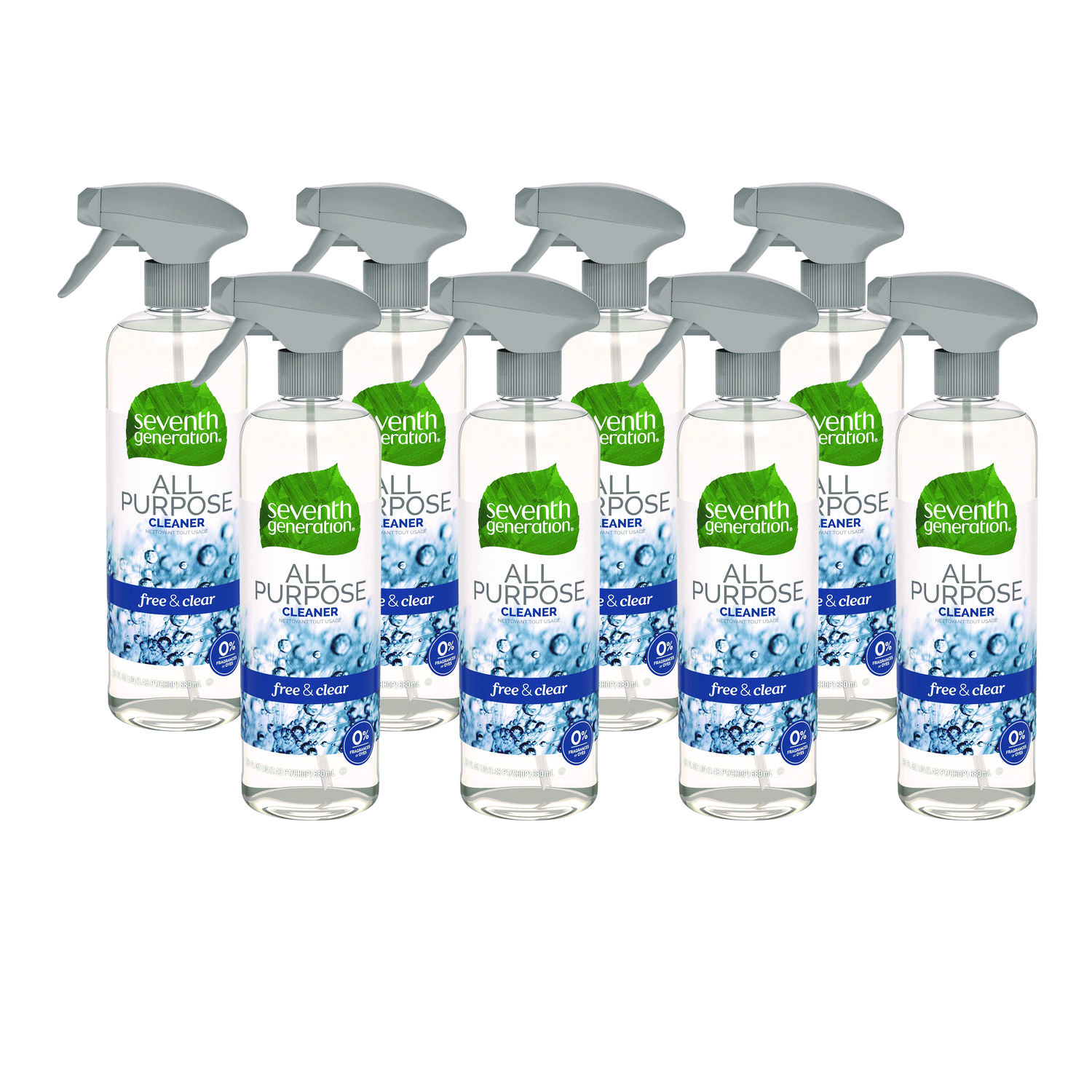 Natural All-Purpose Cleaner, Free and Clear/Unscented, 23 oz Trigger Spray Bottle, 8/Carton