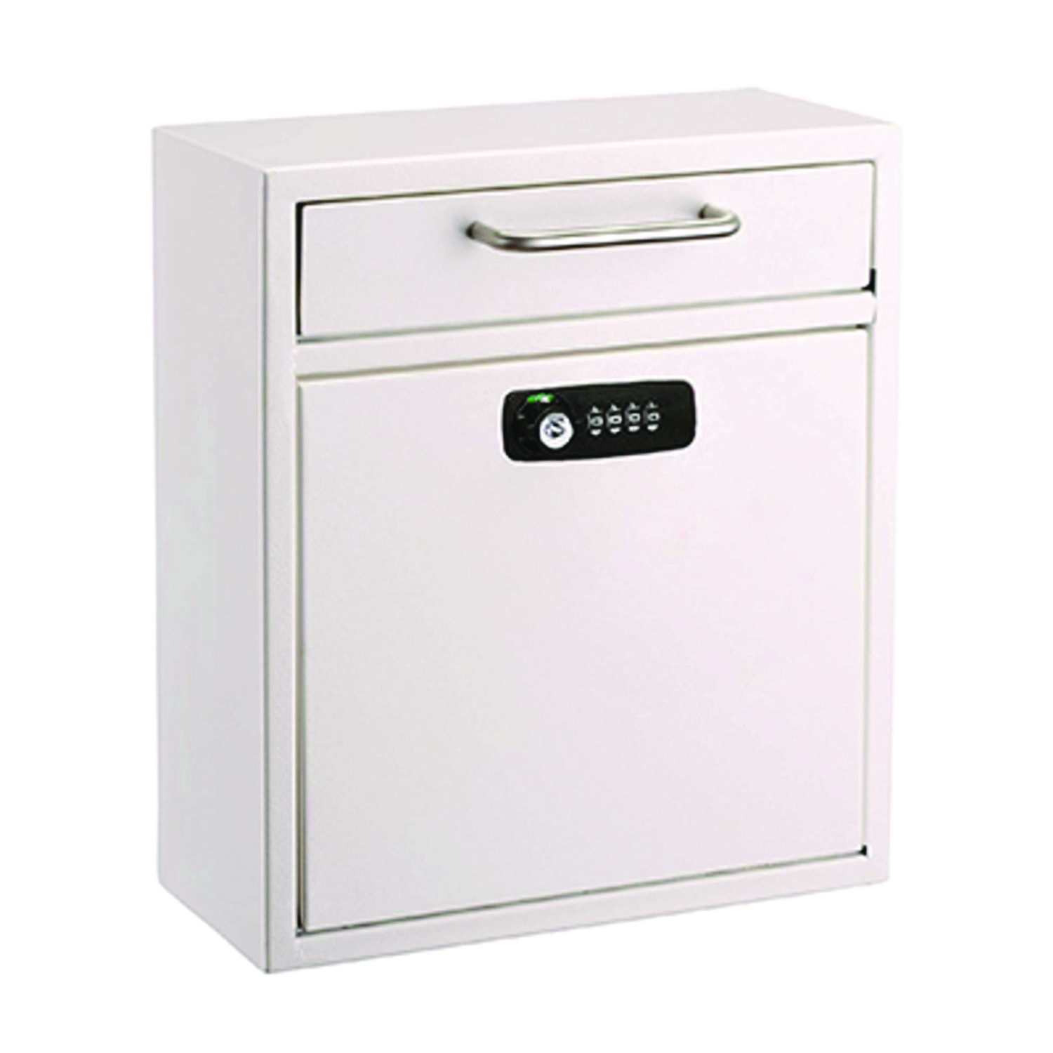 Medium Secure Drop Box Wall Mounted Locking Mail Box with Key and Combination Lock, 10.51 x 4.72 x 12, White