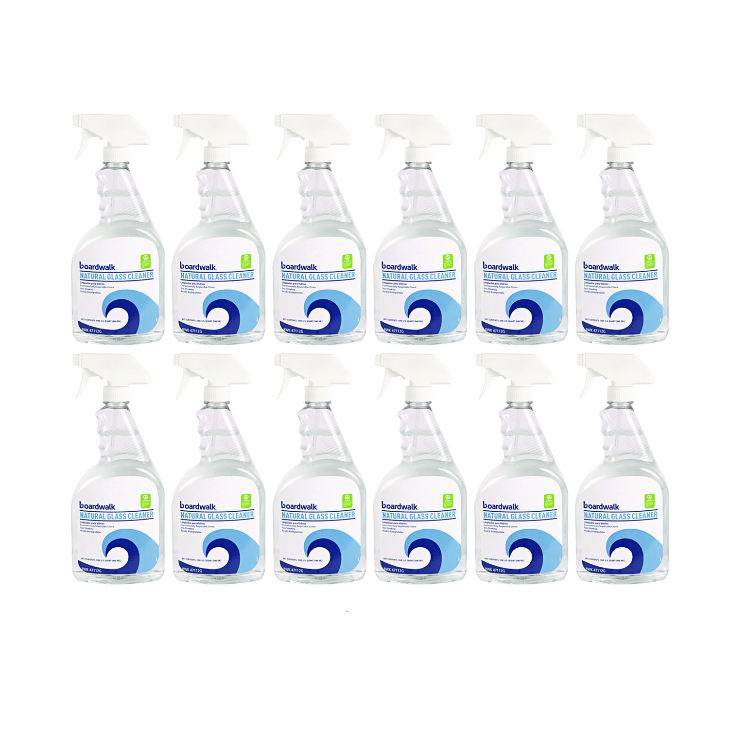 Natural Glass Cleaner, 32 oz Trigger Spray Bottle, 12/Carton