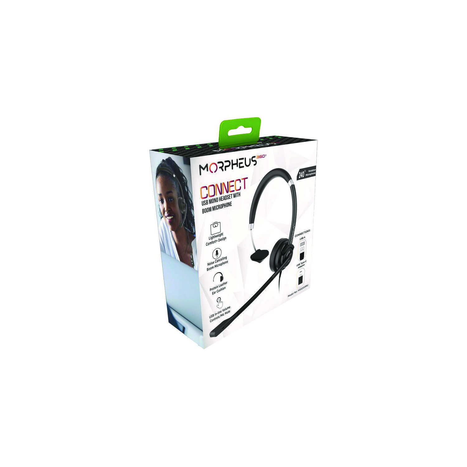 Morpheus 360® Connect USB Mono Headset with Boom Microphone, Over the Head