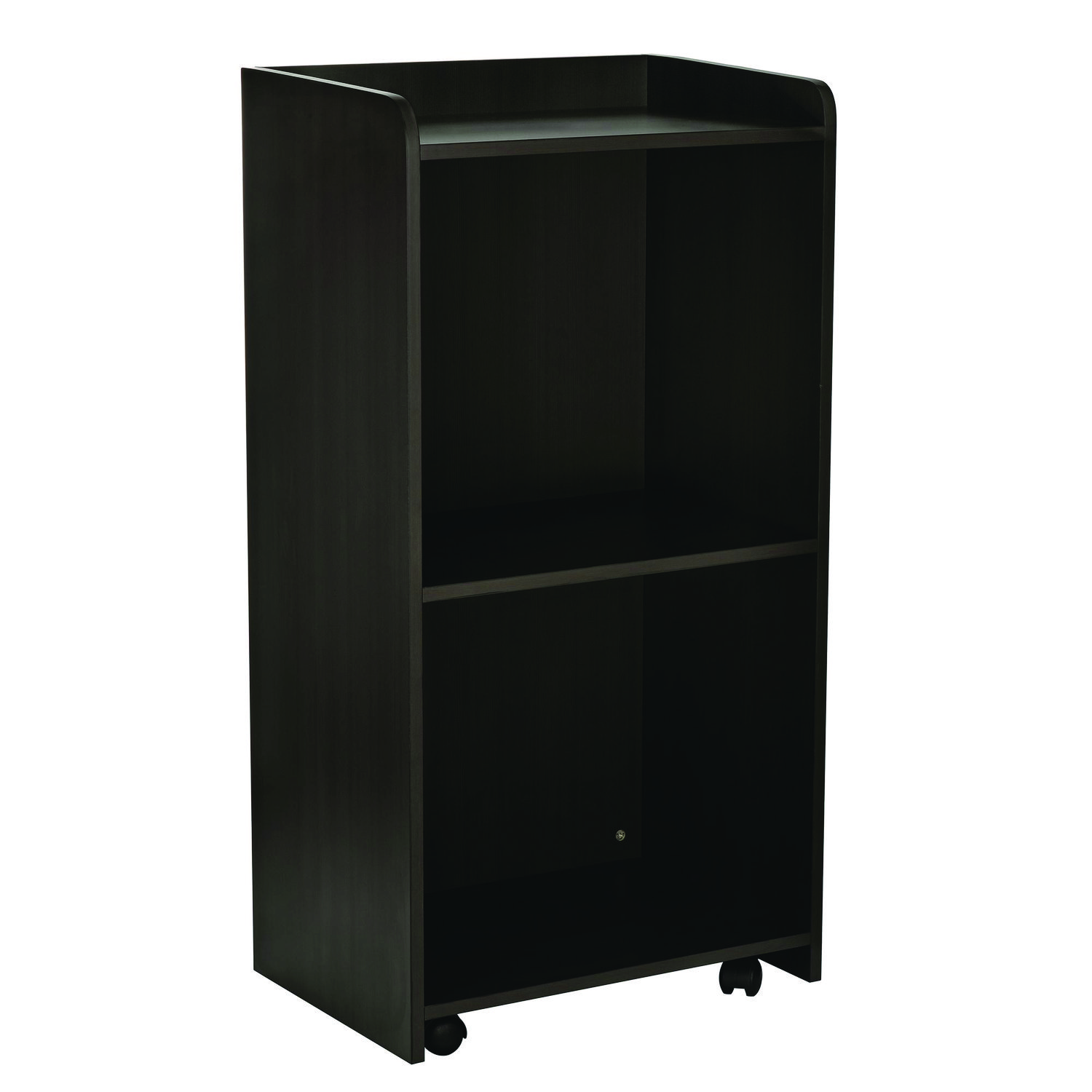 Wood Mobile Presentation Lectern Speaker Stand with Shelves, 22.44 x 16.53 x 45.98, Black