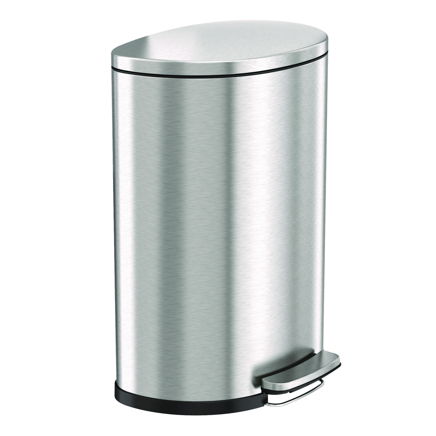 Fire-Resistant Step Pedal Trash Can, 13 gal, Plastic/Stainless Steel, Silver