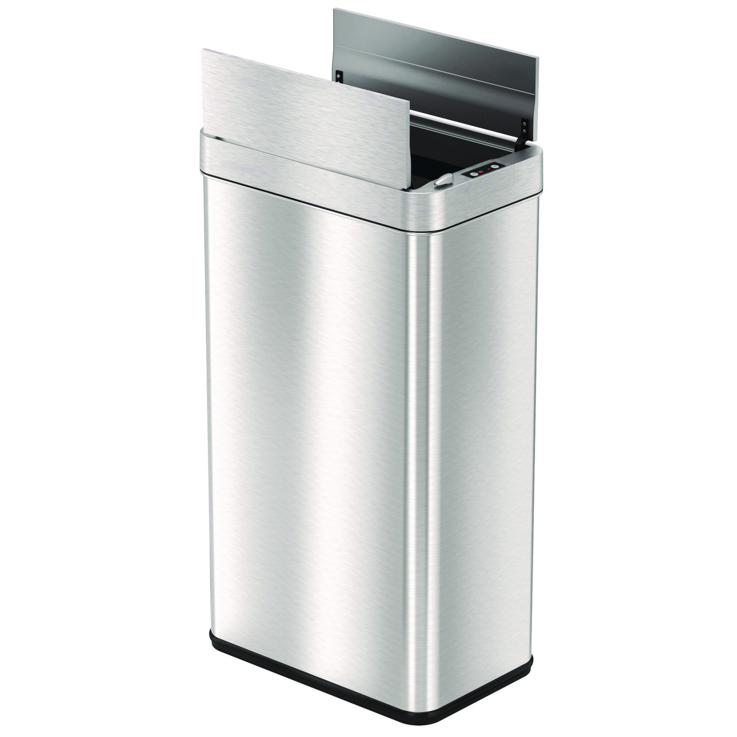 Wings Lid Sensor Trash Can, 18 gal, Plastic/Stainless Steel, Silver