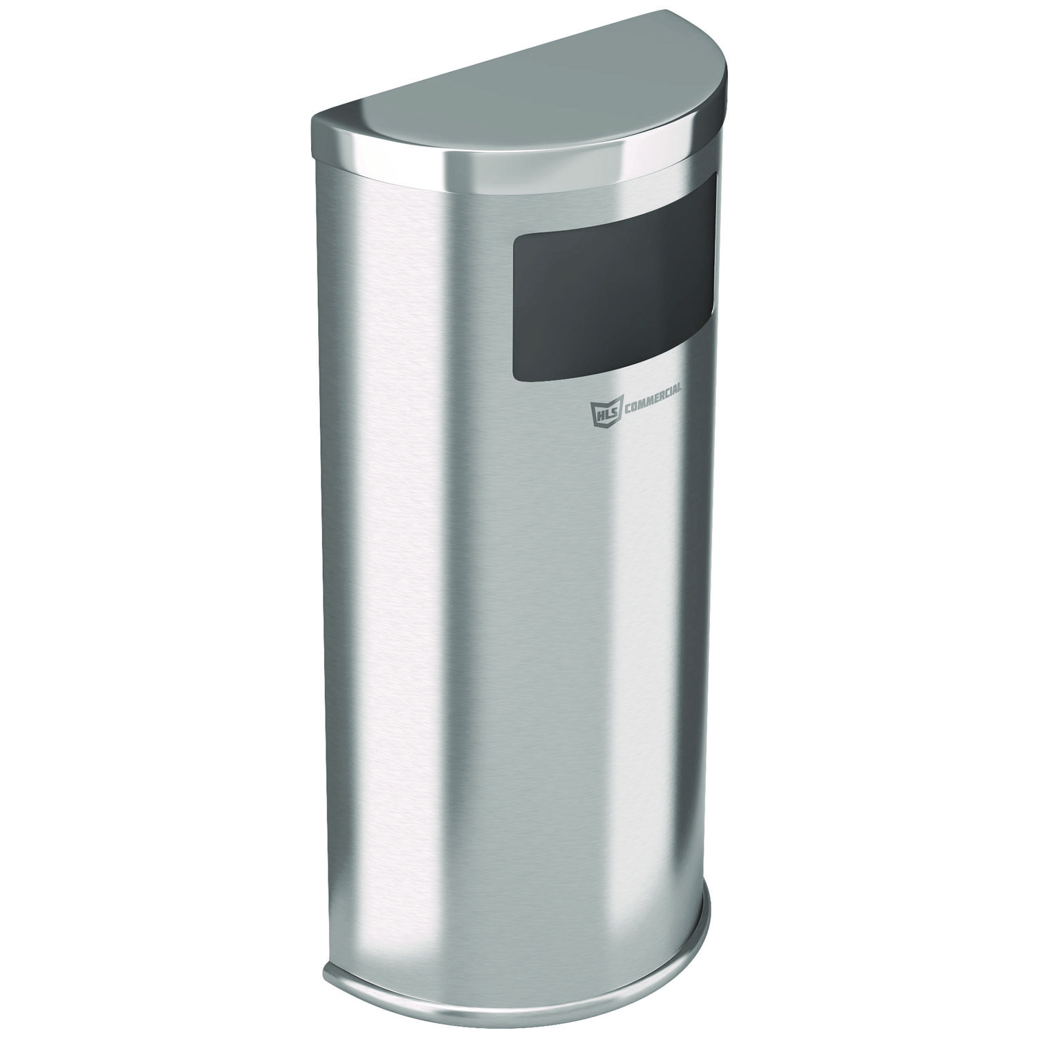 Side-Entry Trash Can with Wall Mount, 9 gal, Stainless Steel, Silver